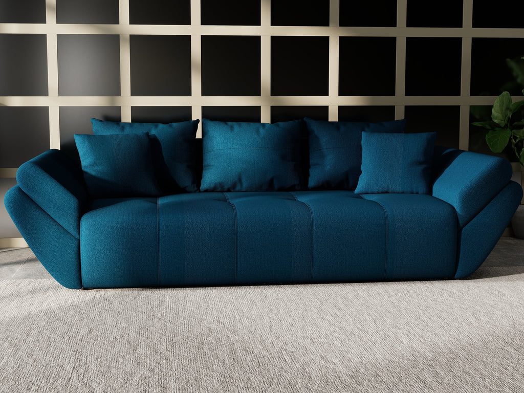 Canapea extensibilă dumonde cu ladă de depozitare si sezut confortabil din spuma high-density, Berlin Enjoy Petrol 250x100 cm