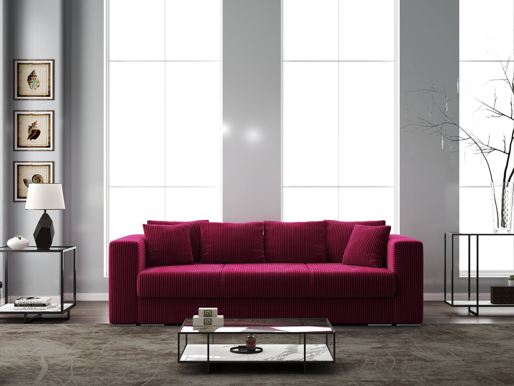 Canapea extensibilă dumonde cu ladă de depozitare si sezut confortabil din spuma high-density, Gloria Zoom Red 240x100 cm