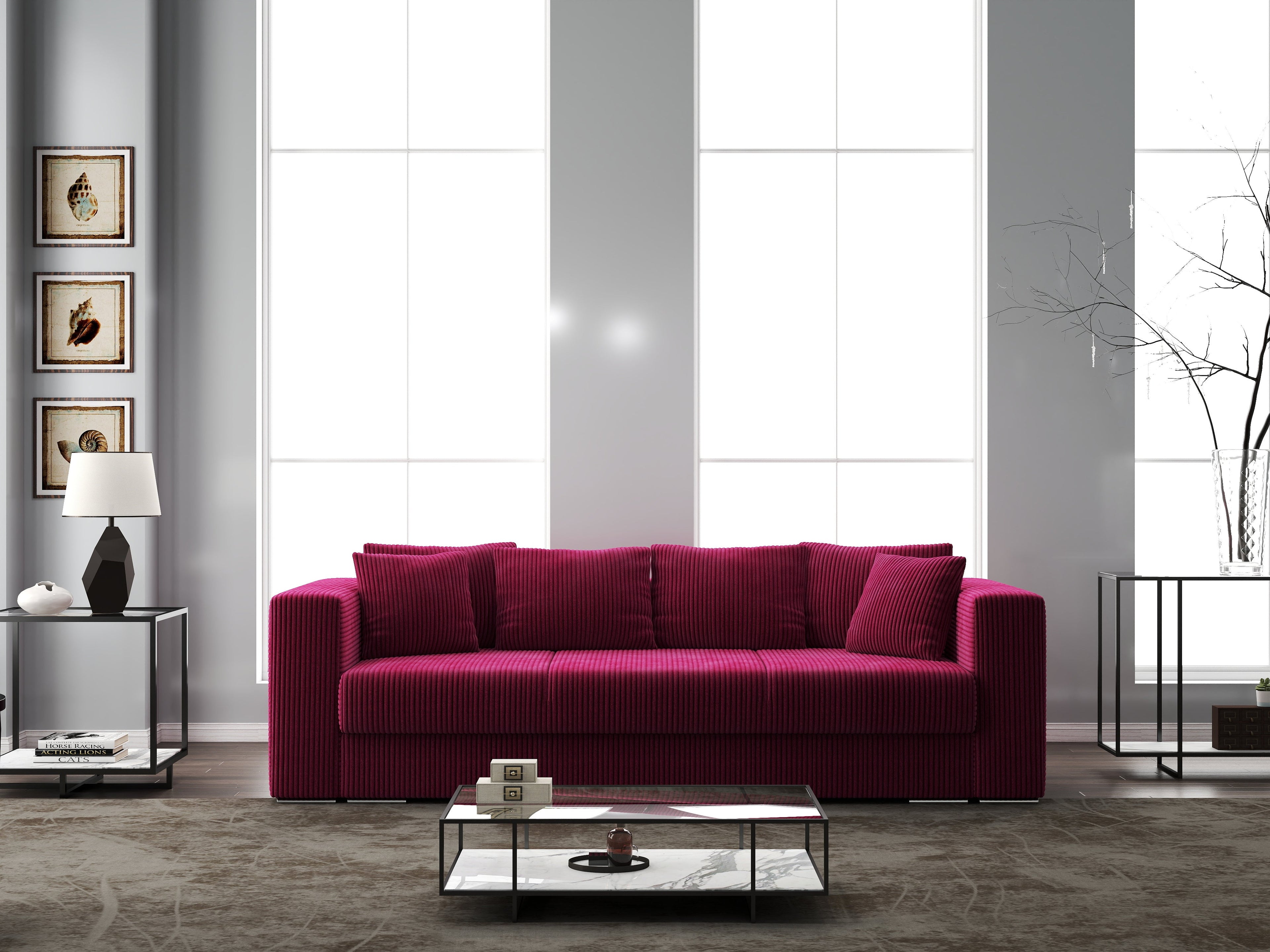 Canapea extensibilă dumonde cu ladă de depozitare si sezut confortabil din spuma high-density, Gloria Zoom Red 240x100 cm