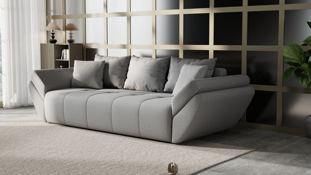 Canapea extensibilă dumonde cu ladă de depozitare si sezut confortabil din spuma high-density, Berlin Enjoy Grey 250x100 cm