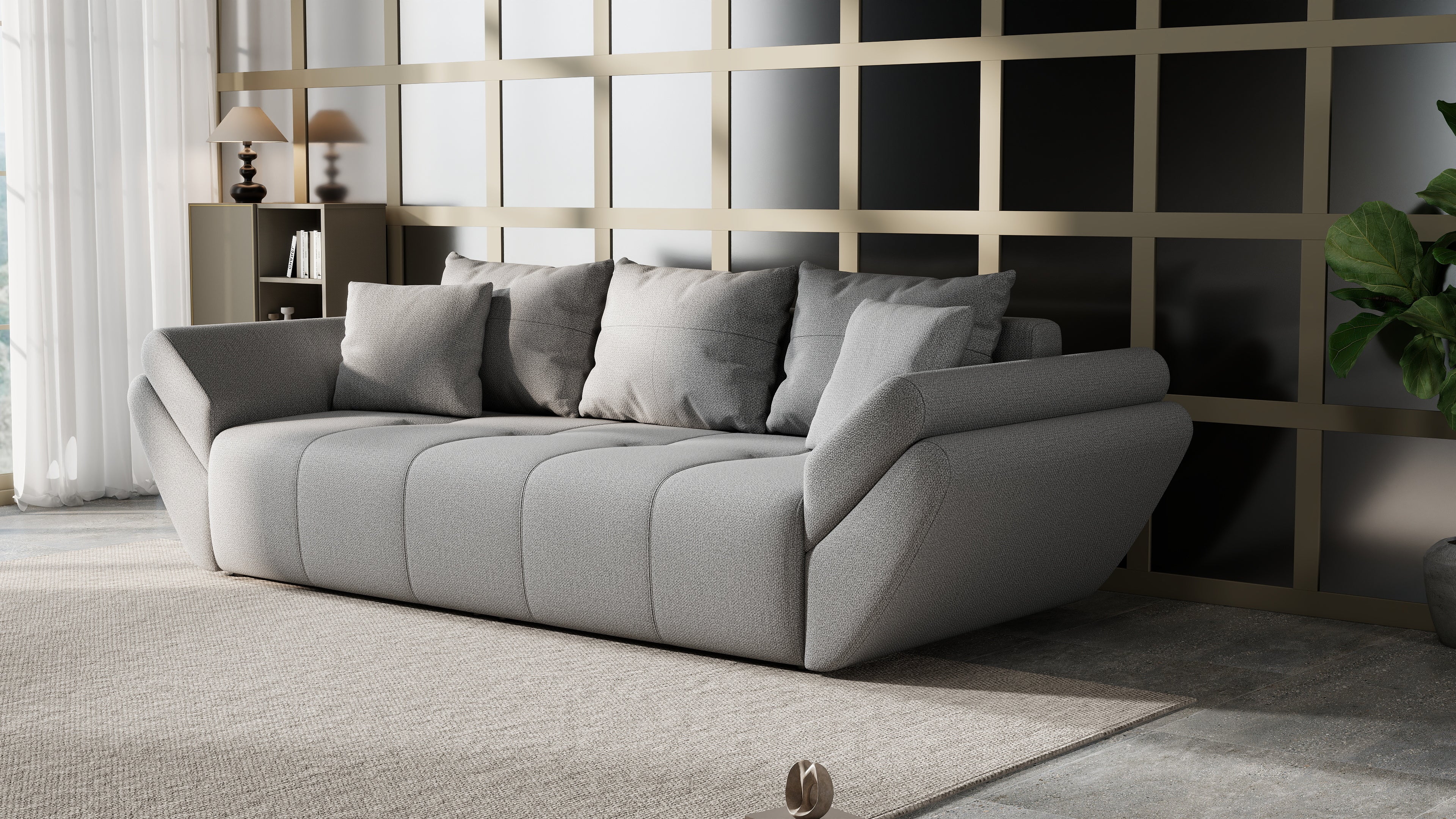 Canapea extensibilă dumonde cu ladă de depozitare si sezut confortabil din spuma high-density, Berlin Enjoy Grey 250x100 cm