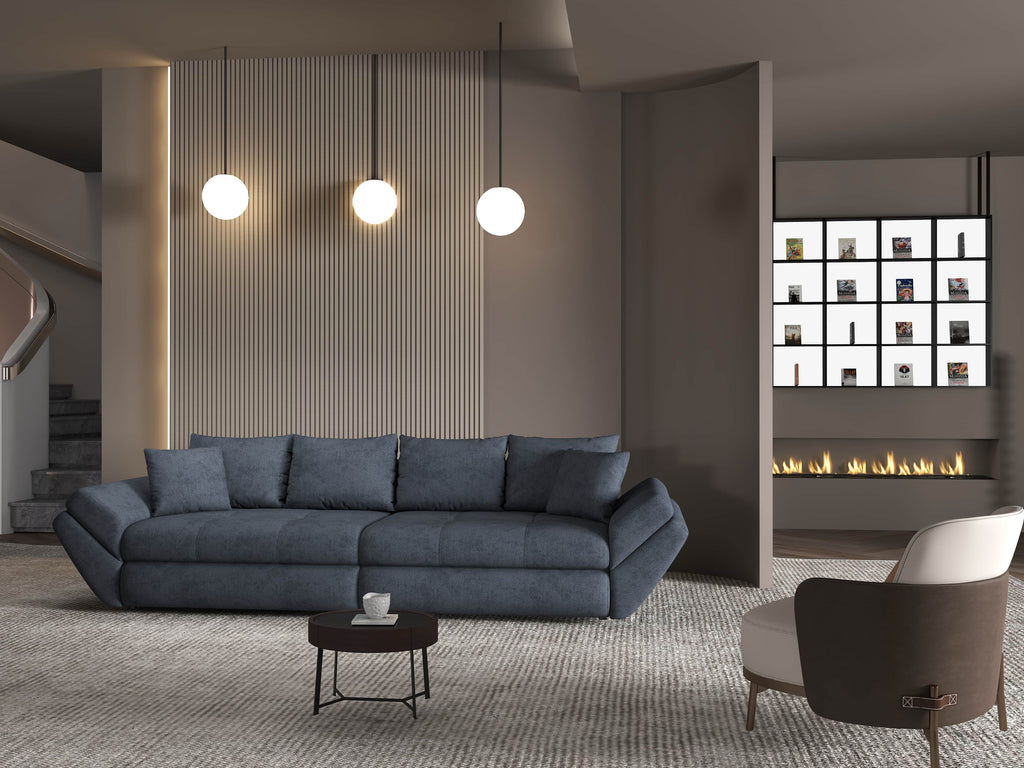 Canapea extensibilă dumonde cu ladă de depozitare si sezut confortabil din spuma high-density, Loana Enjoy Antracit 300x100 cm