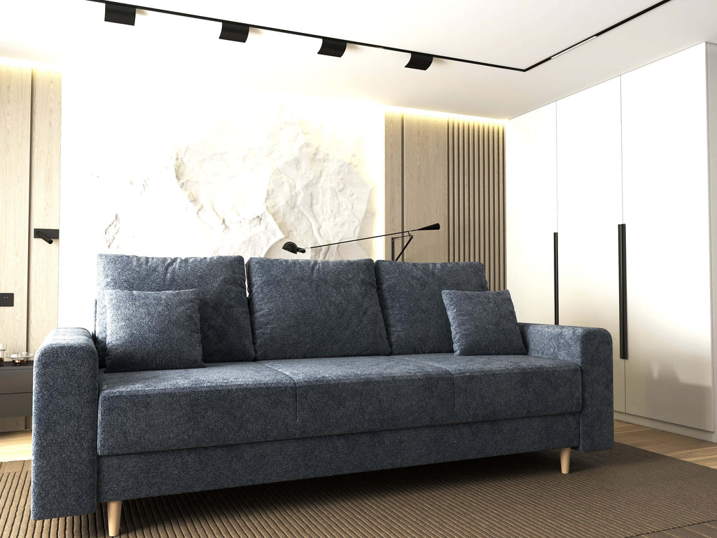 Canapea extensibilă dumonde cu ladă de depozitare si sezut confortabil din spuma high-density, Kronos Euphoria Grafit 210x100 cm