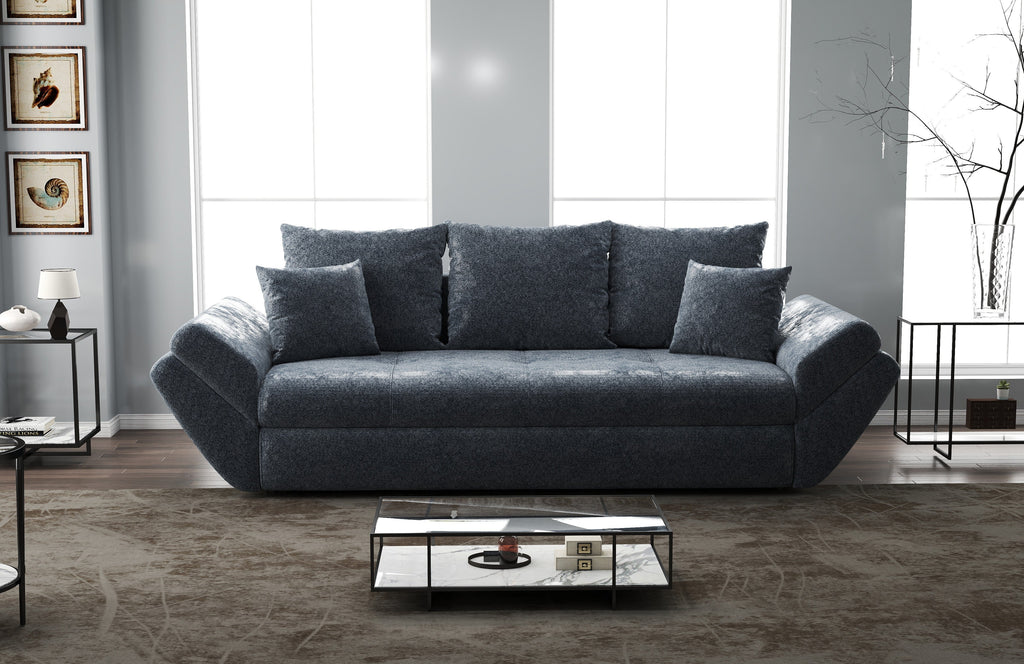 Canapea extensibilă dumonde cu ladă de depozitare si sezut confortabil din spuma high-density, Loana Euphoria Grafit 250x100 cm