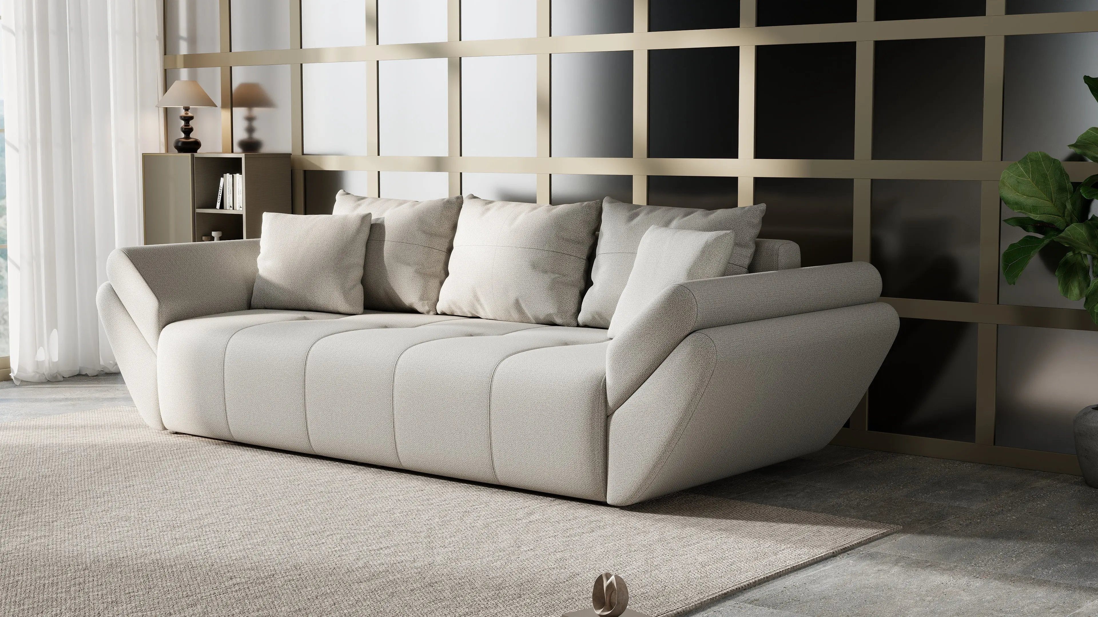 Canapea extensibilă dumonde cu ladă de depozitare si sezut confortabil din spuma high-density, Berlin Enjoy Bej 250x100 cm