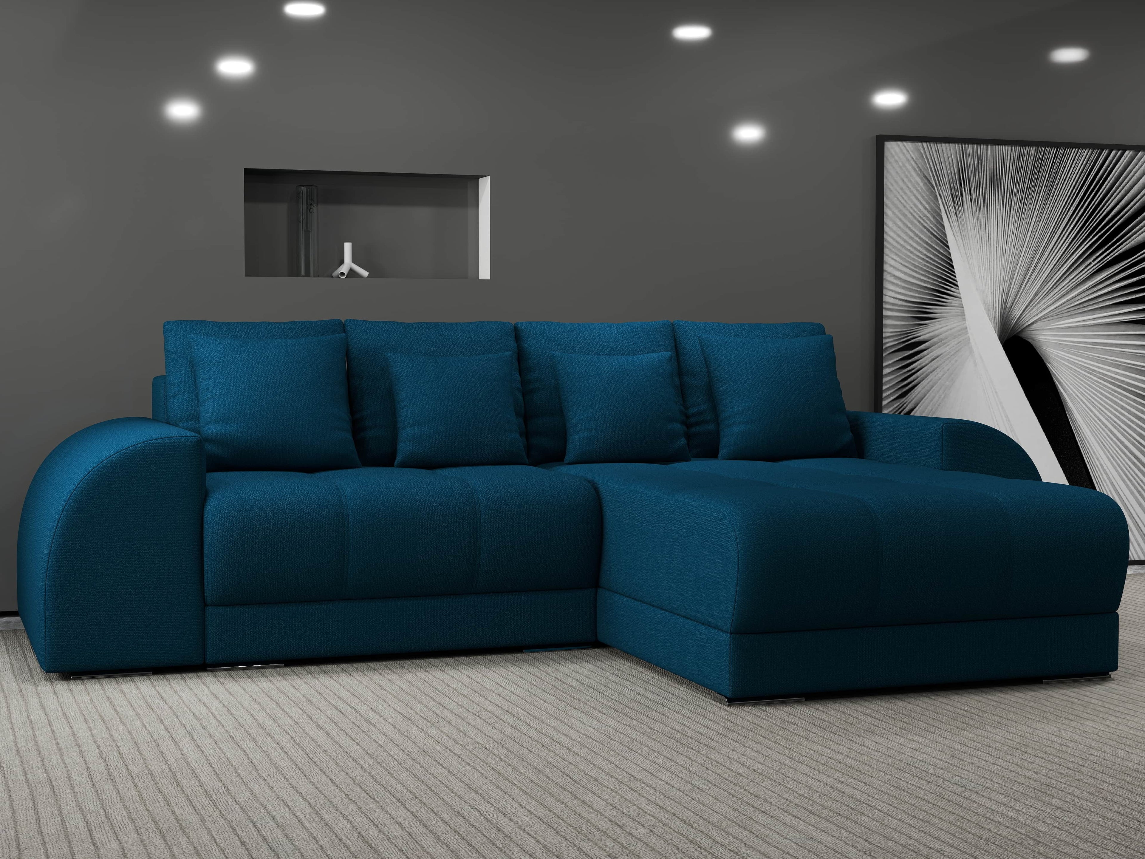 Colțar extensibil dumonde cu ladă de depozitare si sezut confortabil din spuma high-density, Verona Enjoy Petrol II 290x185 cm