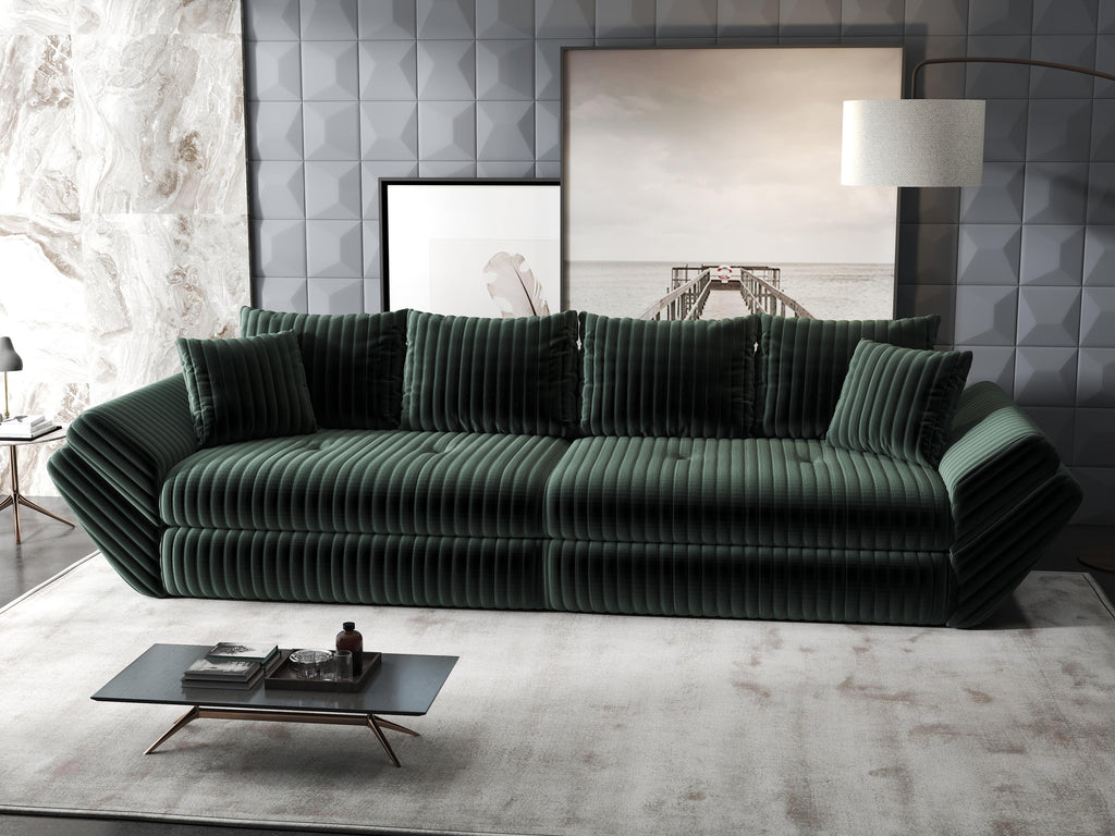Canapea extensibilă dumonde cu ladă de depozitare si sezut confortabil din spuma high-density, Loana Ambience Verde 300x100 cm