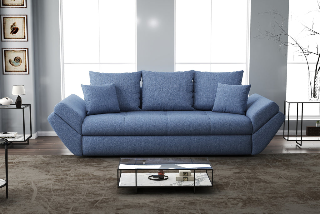 Canapea extensibilă dumonde cu ladă de depozitare si sezut confortabil din spuma high-density, Loana Enjoy Blue 250x100 cm