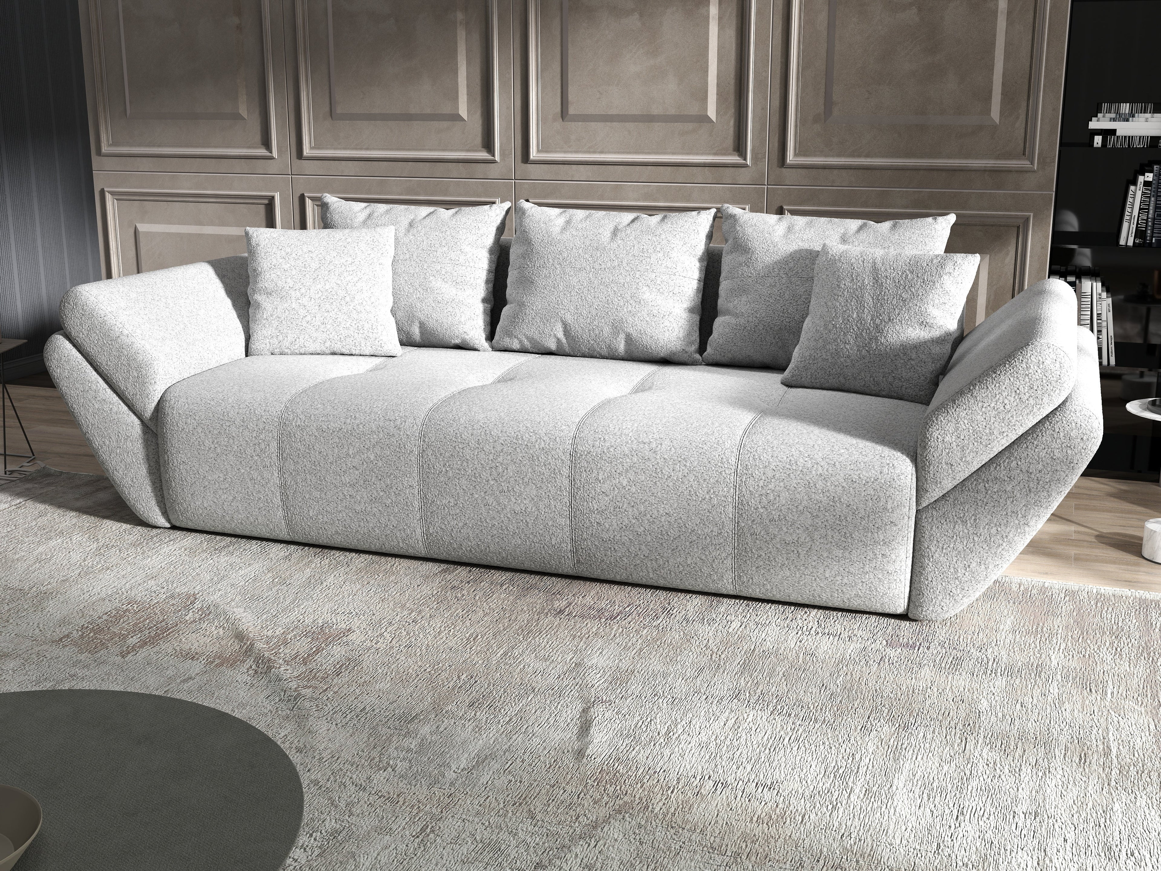 Canapea extensibilă dumonde cu ladă de depozitare si sezut confortabil din spuma high-density, Berlin Euphoria Dove 250x100 cm