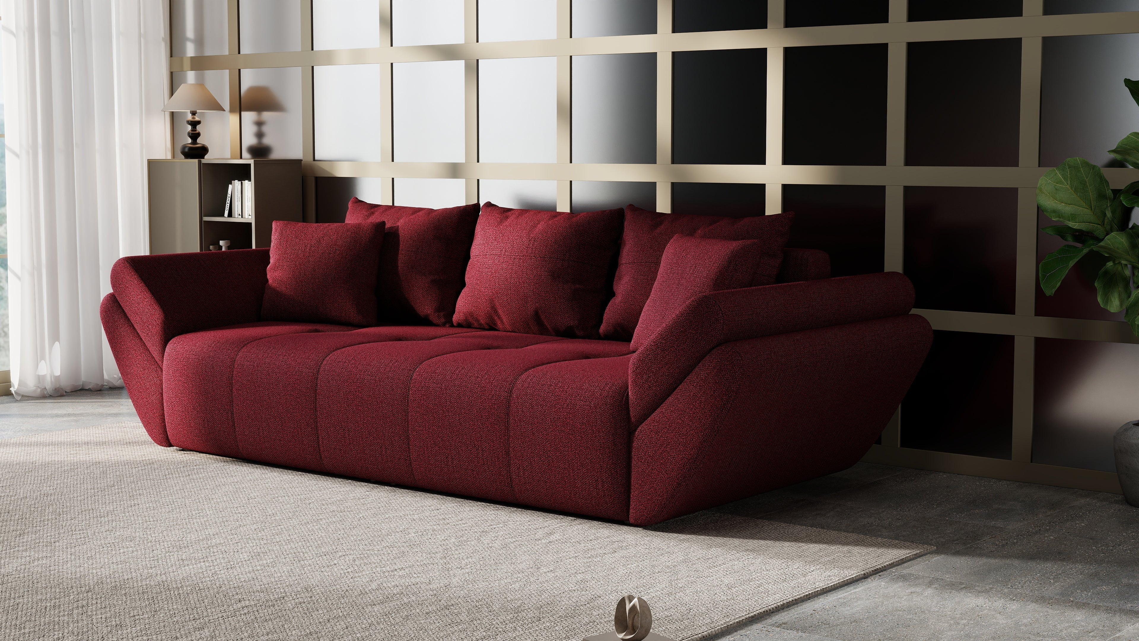 Canapea extensibilă dumonde cu ladă de depozitare si sezut confortabil din spuma high-density, Berlin Enjoy Winery 250x100 cm