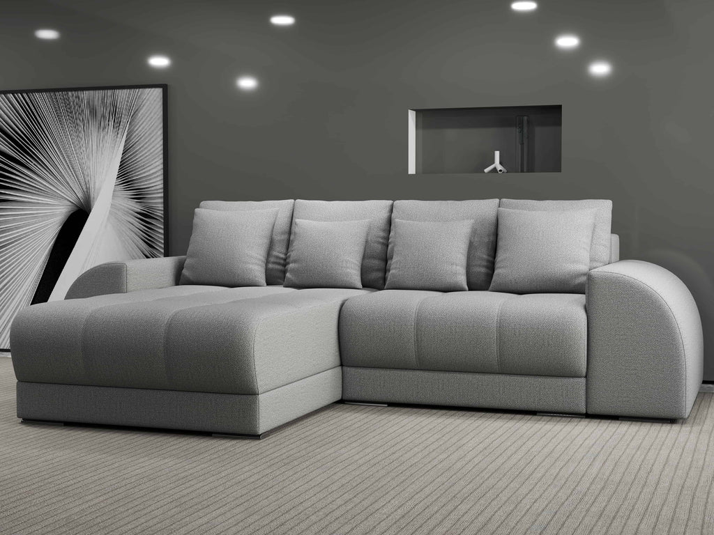 Colțar extensibil dumonde cu ladă de depozitare si sezut confortabil din spuma high-density, Verona Enjoy Gri 290x185 cm