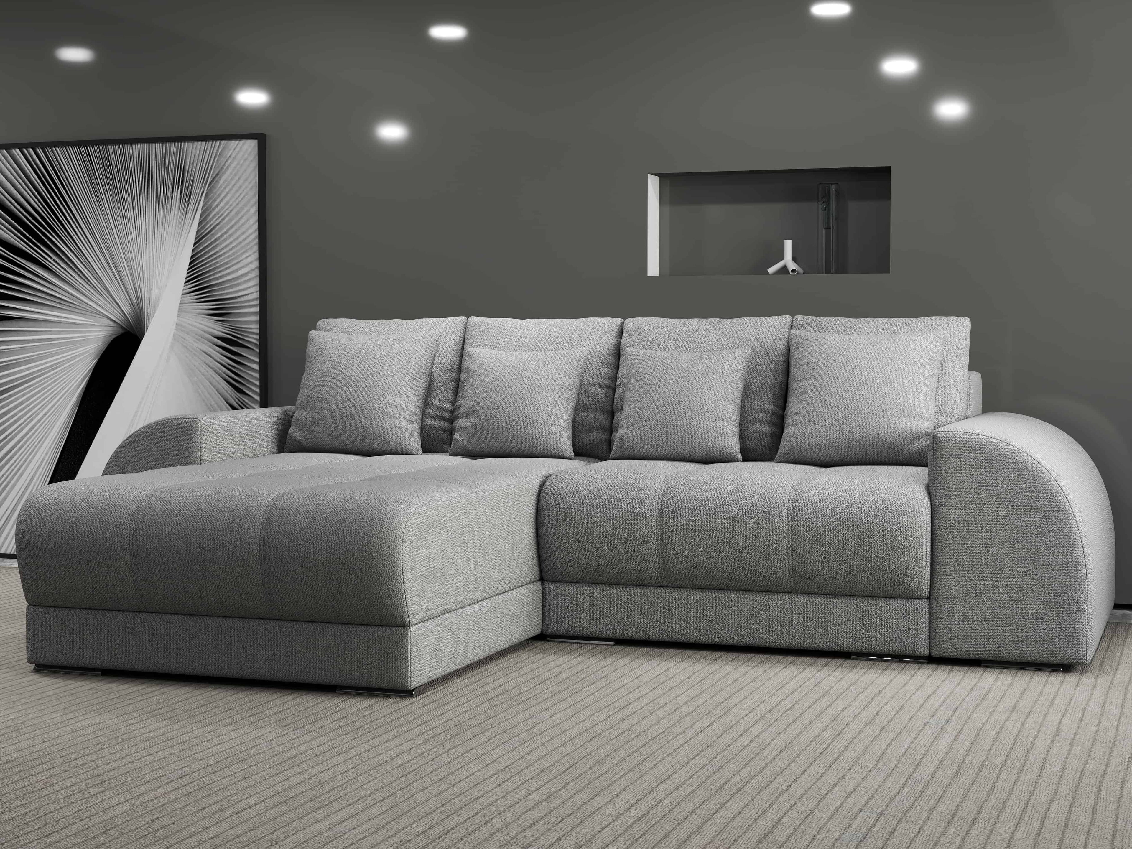 Colțar extensibil dumonde cu ladă de depozitare si sezut confortabil din spuma high-density, Verona Enjoy Gri 290x185 cm