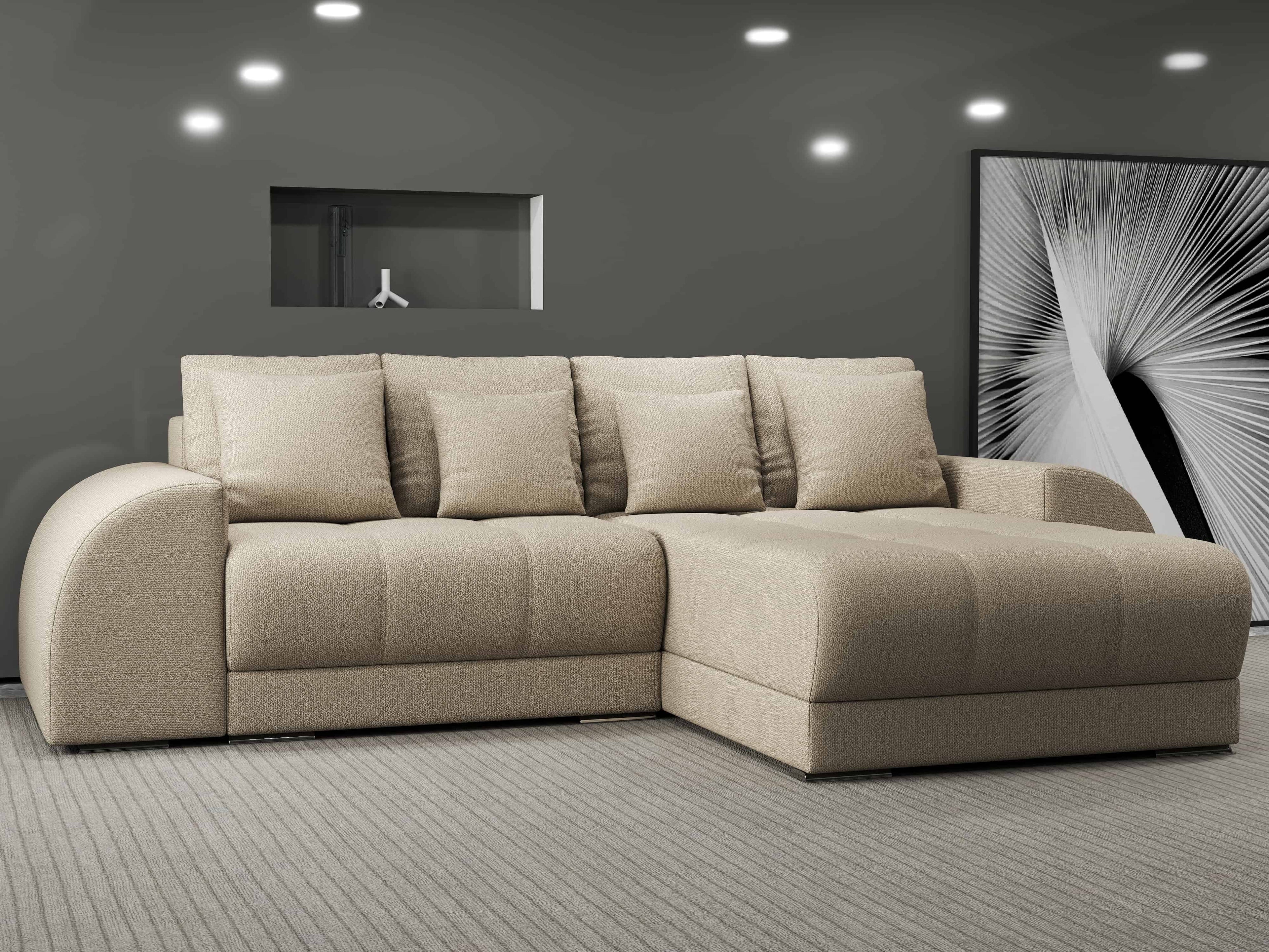 Colțar extensibil dumonde cu ladă de depozitare si sezut confortabil din spuma high-density, Verona Enjoy Camel II 290x185 cm