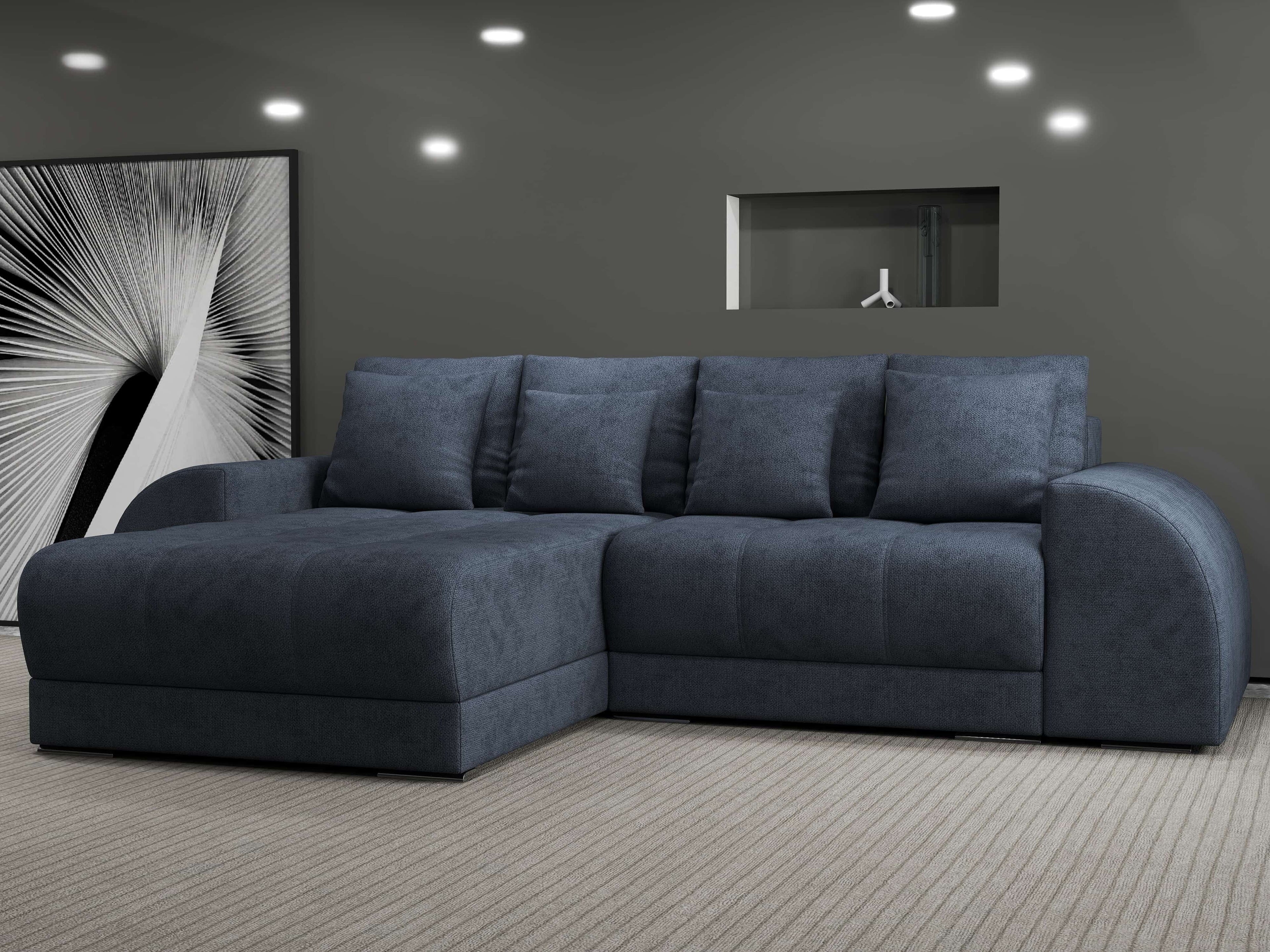 Colțar extensibil dumonde cu ladă de depozitare si sezut confortabil din spuma high-density, Verona Enjoy Antracit 290x185 cm