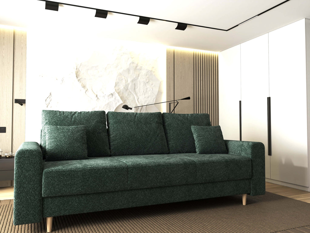 Canapea extensibilă dumonde cu ladă de depozitare si sezut confortabil din spuma high-density, Kronos Euphoria Verde 210x100 cm