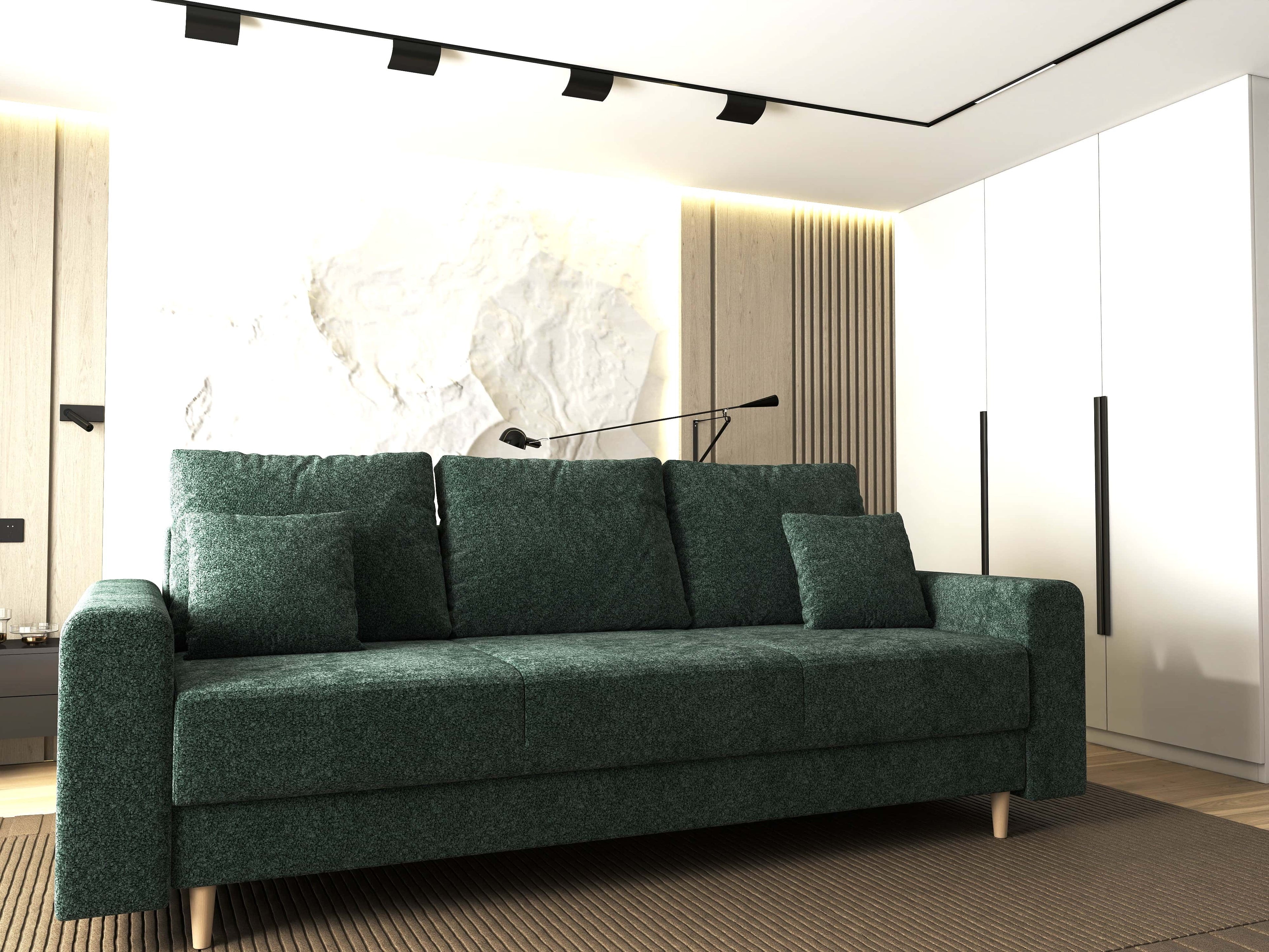 Canapea extensibilă dumonde cu ladă de depozitare si sezut confortabil din spuma high-density, Kronos Euphoria Verde 210x100 cm