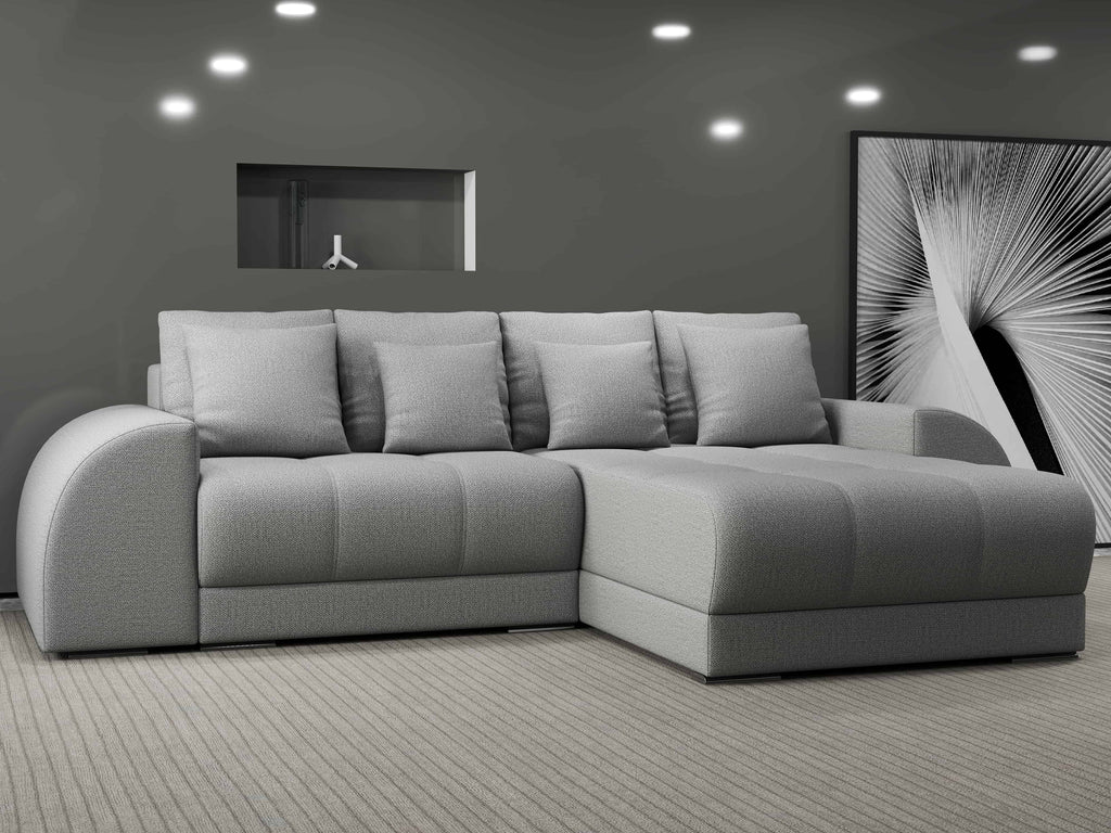 Colțar extensibil dumonde cu ladă de depozitare si sezut confortabil din spuma high-density, Verona Enjoy Gri II 290x185 cm
