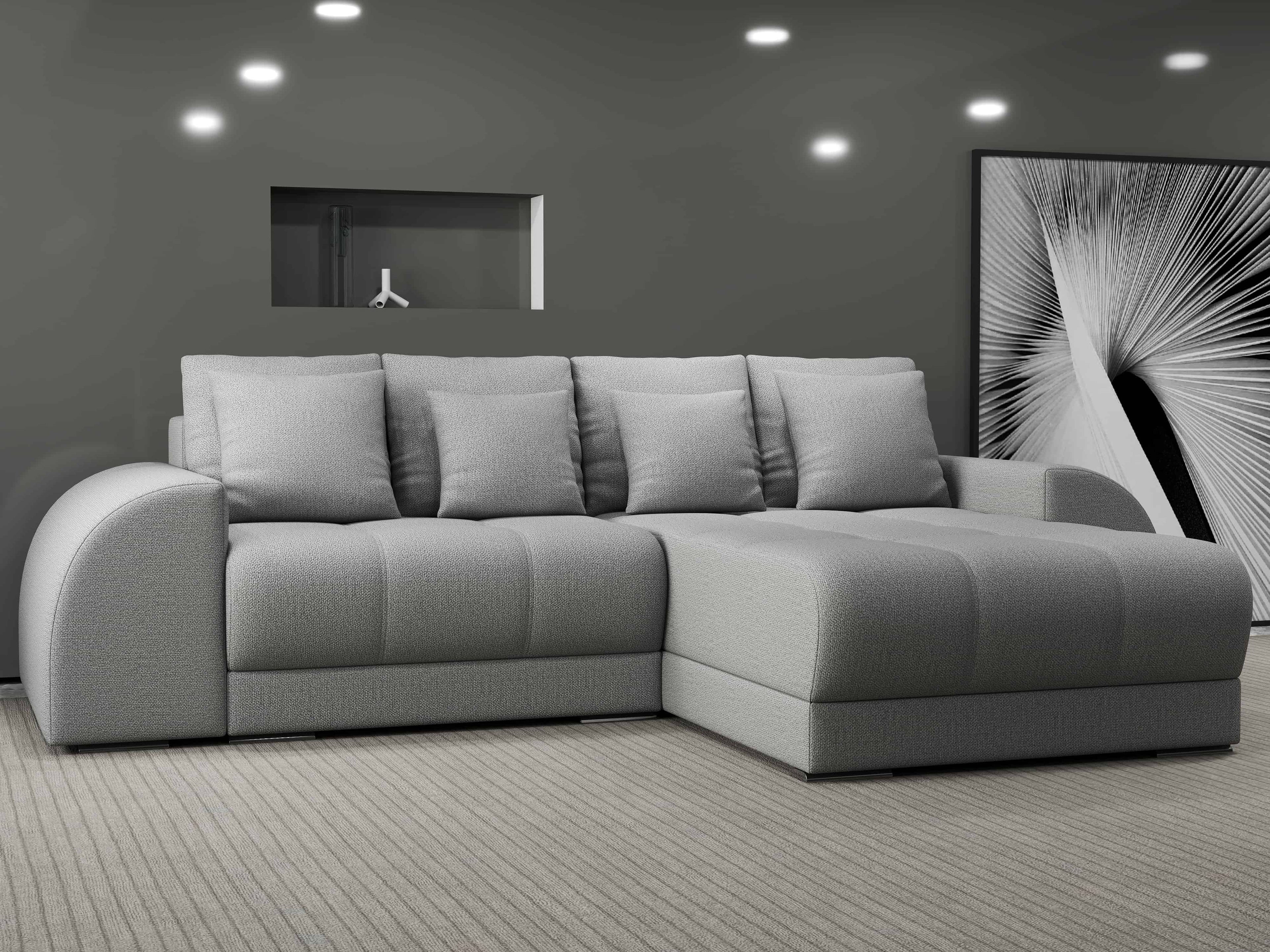 Colțar extensibil dumonde cu ladă de depozitare si sezut confortabil din spuma high-density, Verona Enjoy Gri II 290x185 cm