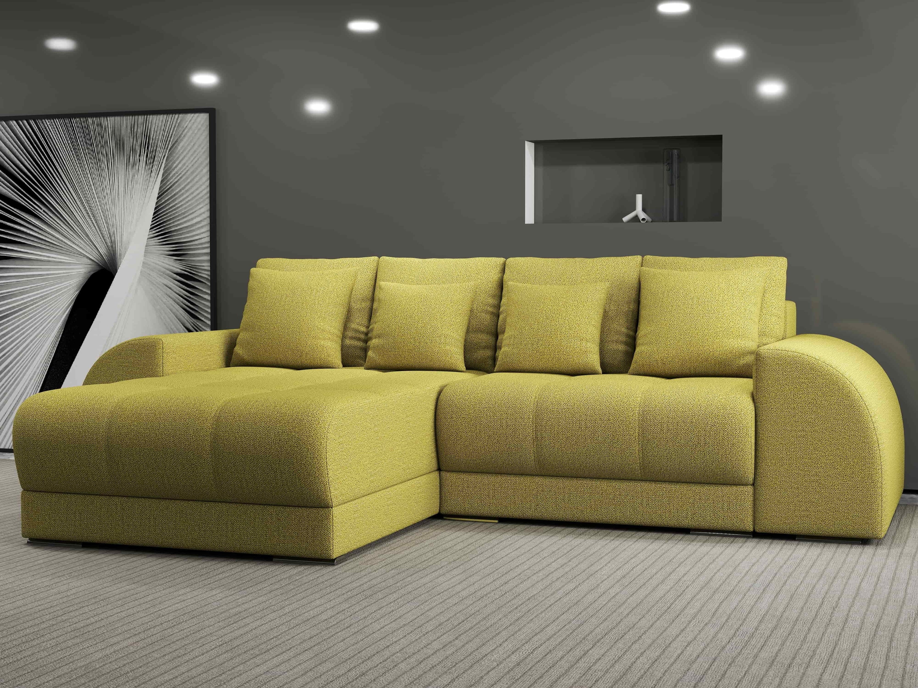 Colțar extensibil dumonde cu ladă de depozitare si sezut confortabil din spuma high-density, Verona Enjoy Verde 290x185 cm