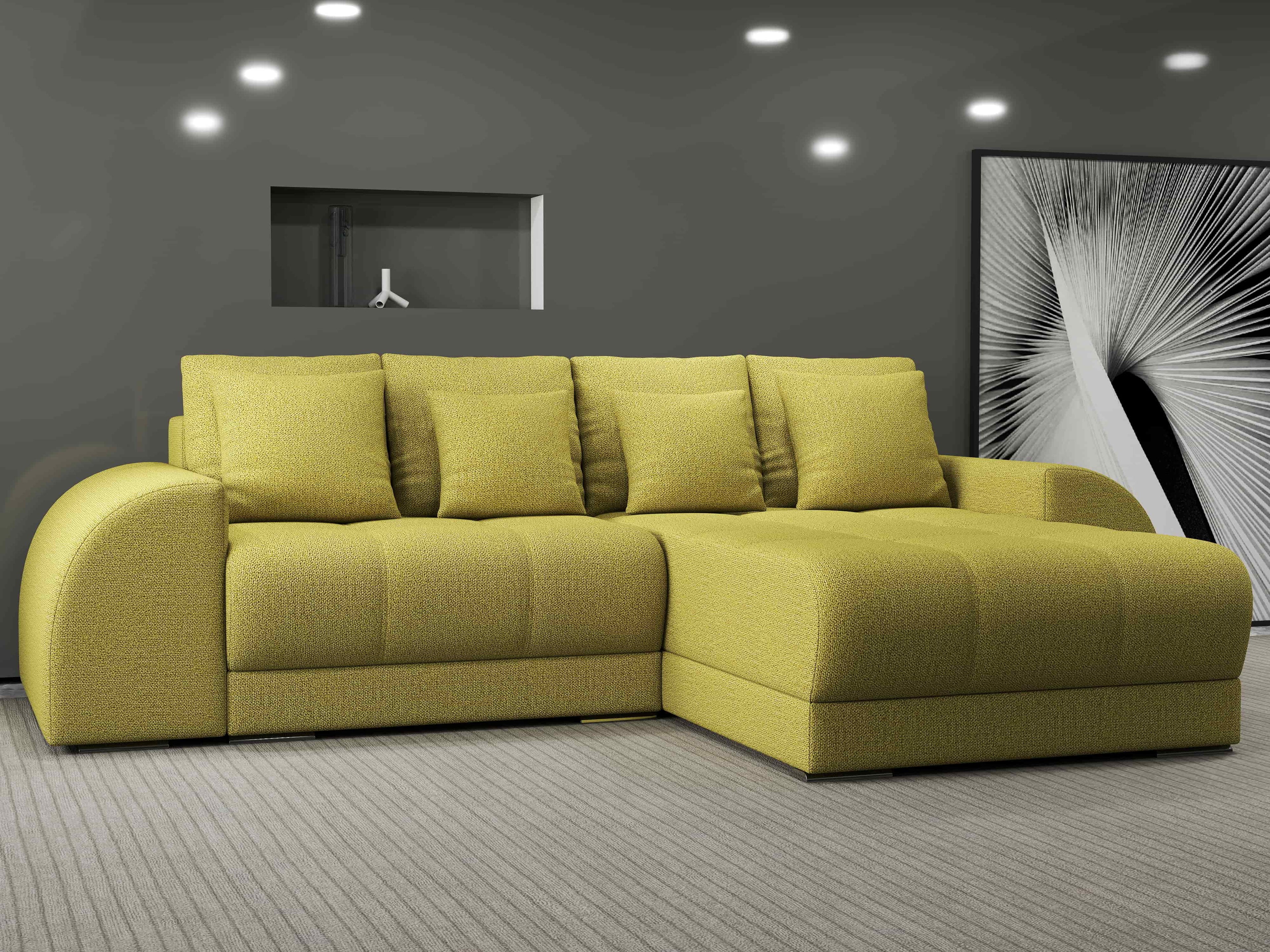 Colțar extensibil dumonde cu ladă de depozitare si sezut confortabil din spuma high-density, Verona Enjoy Verde II 290x185 cm