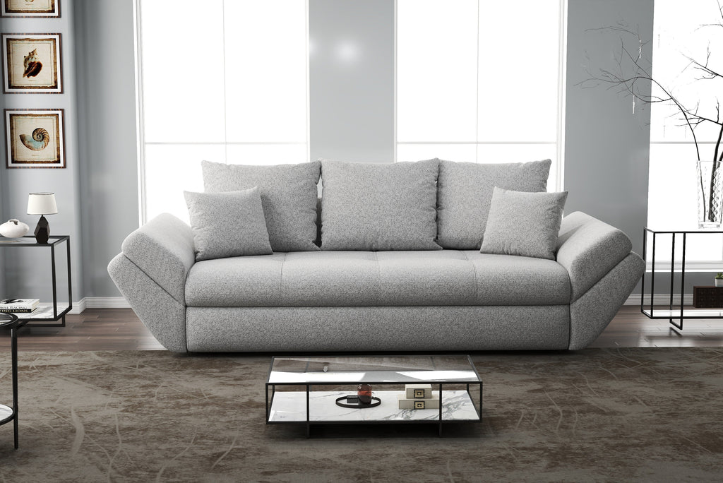 Canapea extensibilă dumonde cu ladă de depozitare si sezut confortabil din spuma high-density, Loana Euphoria Dove 250x100 cm
