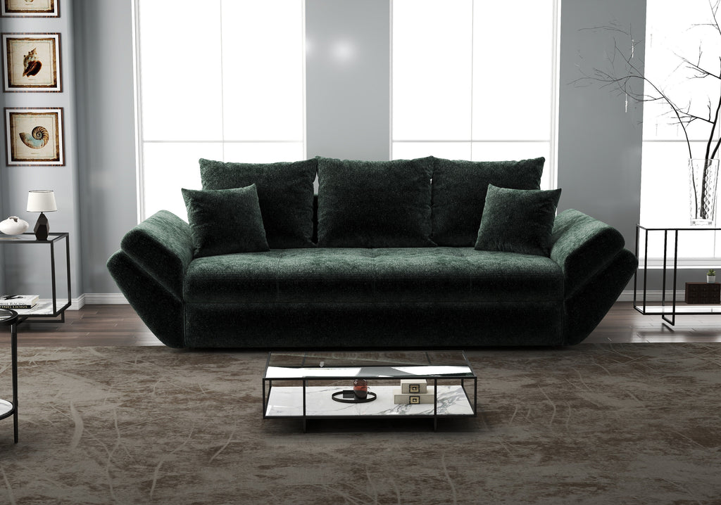 Canapea extensibilă dumonde cu ladă de depozitare si sezut confortabil din spuma high-density, Loana Euphoria Verde 250x100 cm