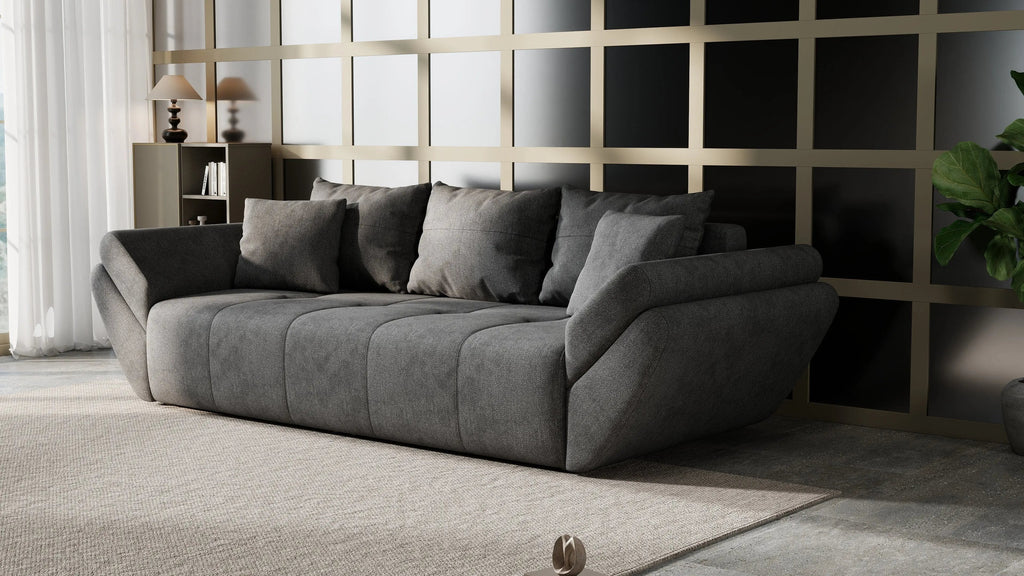 Canapea extensibilă dumonde cu ladă de depozitare si sezut confortabil din spuma high-density, Berlin Enjoy Kaki 250x100 cm