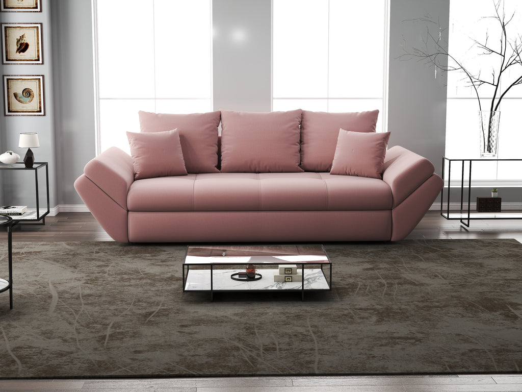 Canapea extensibilă dumonde cu ladă de depozitare si sezut confortabil din spuma high-density, Loana Royal Pink 250x100 cm