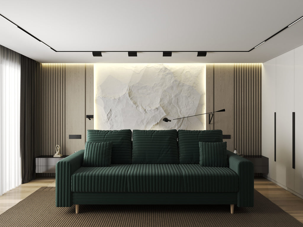 Canapea extensibilă dumonde cu ladă de depozitare si sezut confortabil din spuma high-density, Kronos Ambience Verde 210x100 cm