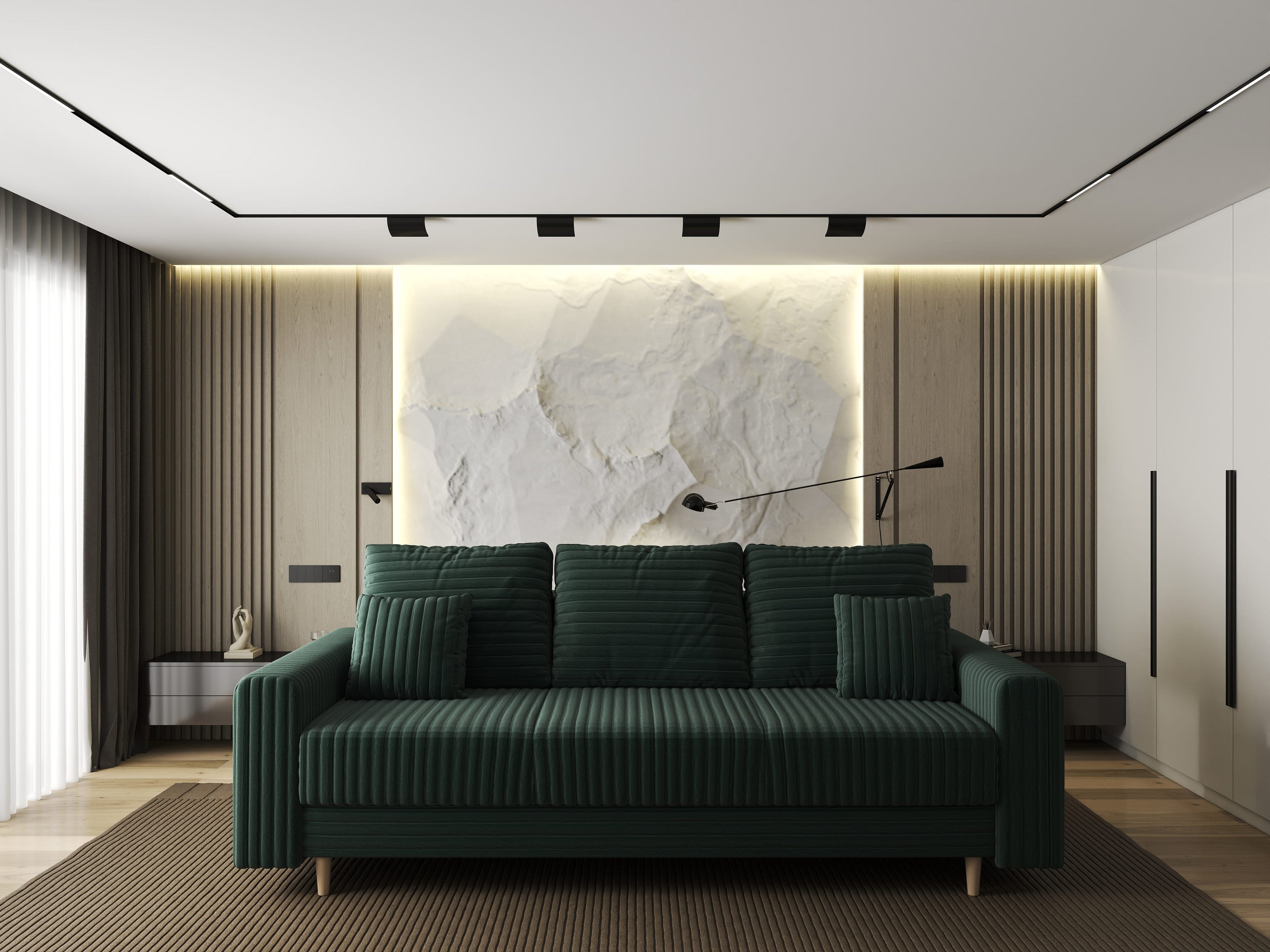 Canapea extensibilă dumonde cu ladă de depozitare si sezut confortabil din spuma high-density, Kronos Ambience Verde 210x100 cm
