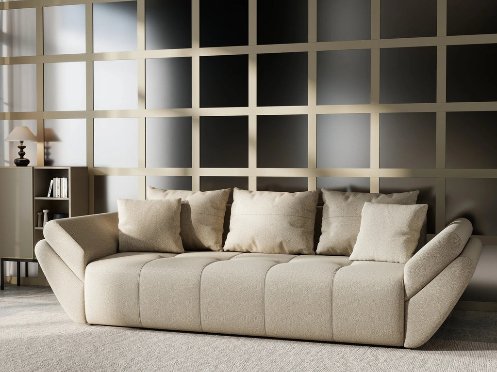 Canapea extensibilă dumonde cu ladă de depozitare si sezut confortabil din spuma high-density, Berlin Enjoy Camel 250x100 cm