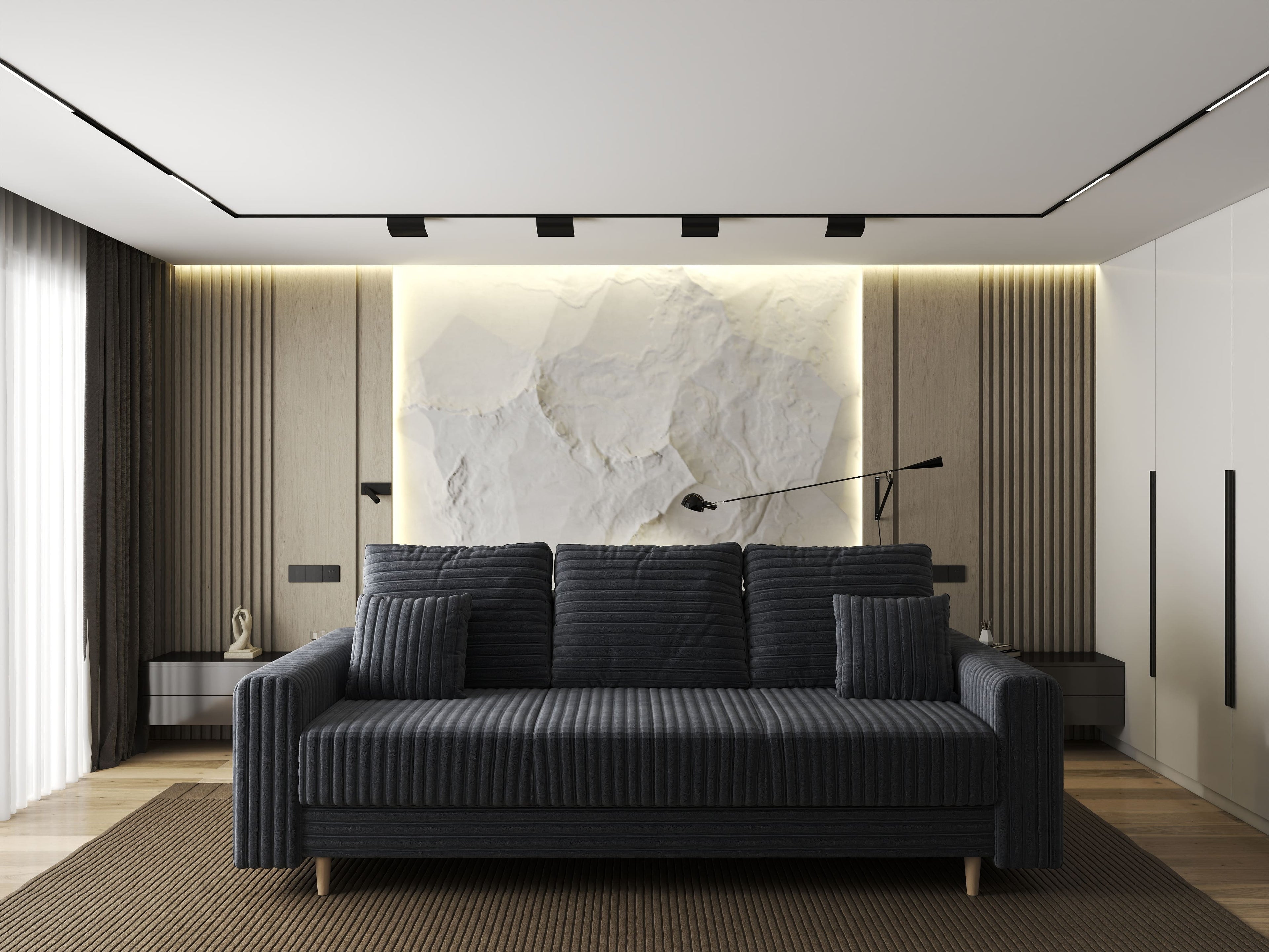 Canapea extensibilă dumonde cu ladă de depozitare si sezut confortabil din spuma high-density, Kronos Ambience Gri 210x100 cm