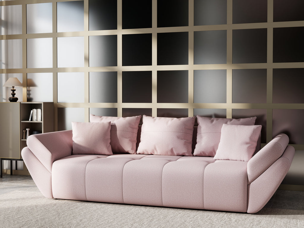 Canapea extensibilă dumonde cu ladă de depozitare si sezut confortabil din spuma high-density, Berlin Enjoy Flamingo 250x100 cm