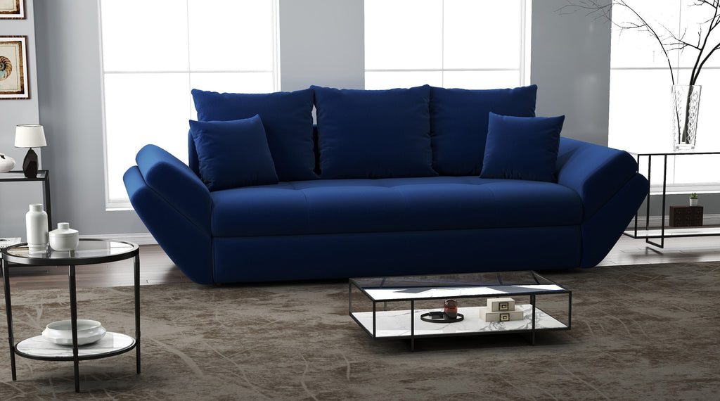 Canapea extensibilă dumonde cu ladă de depozitare si sezut confortabil din spuma high-density, Loana Royal Blue 250x100 cm