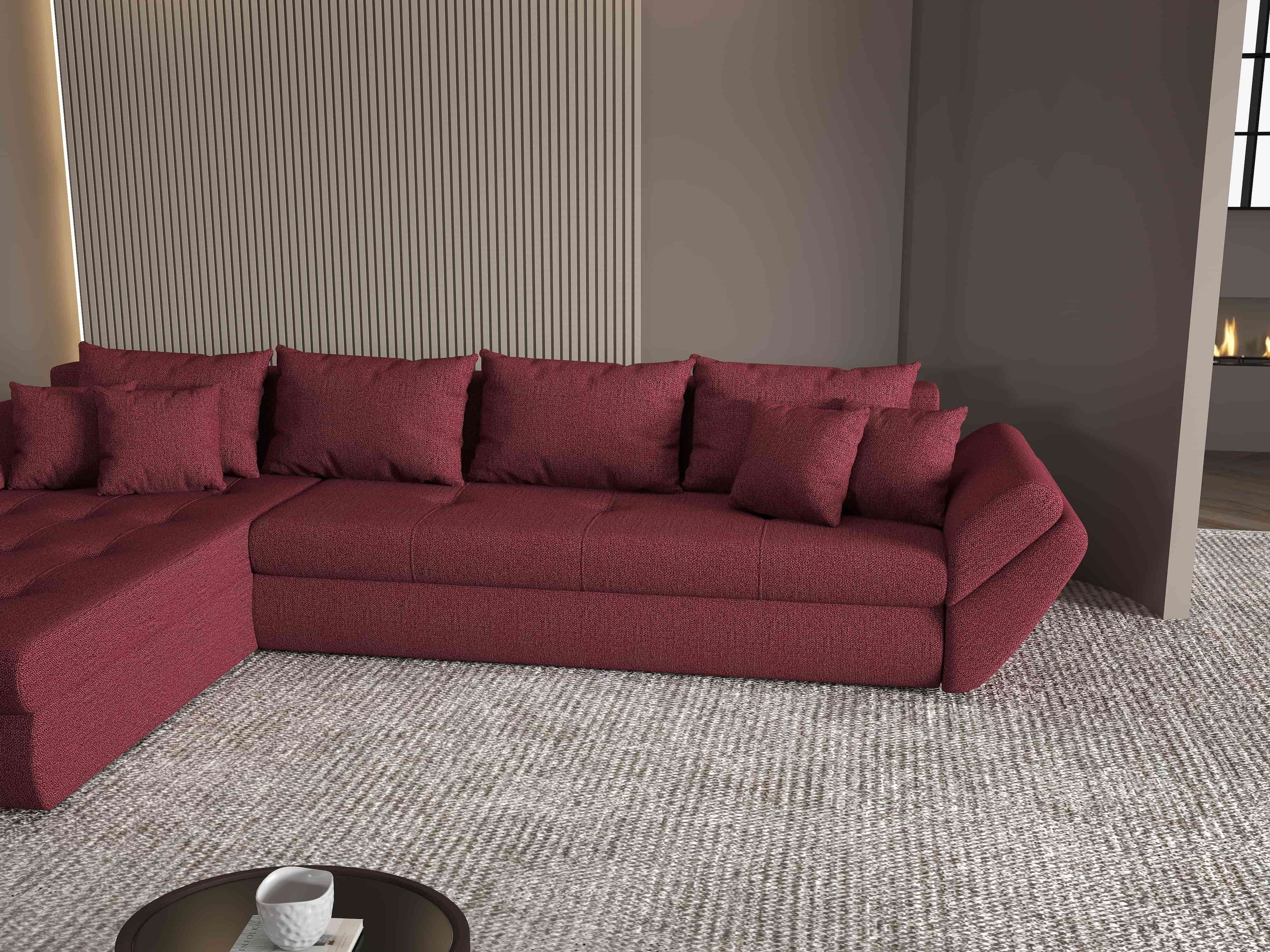 Colțar extensibil dumonde cu ladă de depozitare si sezut confortabil din spuma high-density, Loana XL Enjoy Winery 335x185 cm