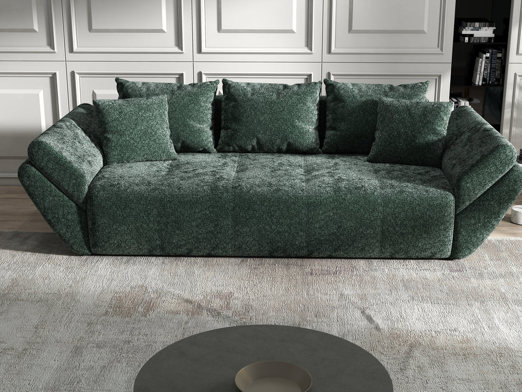 Canapea extensibilă dumonde cu ladă de depozitare si sezut confortabil din spuma high-density, Berlin Euphoria Green 250x100 cm