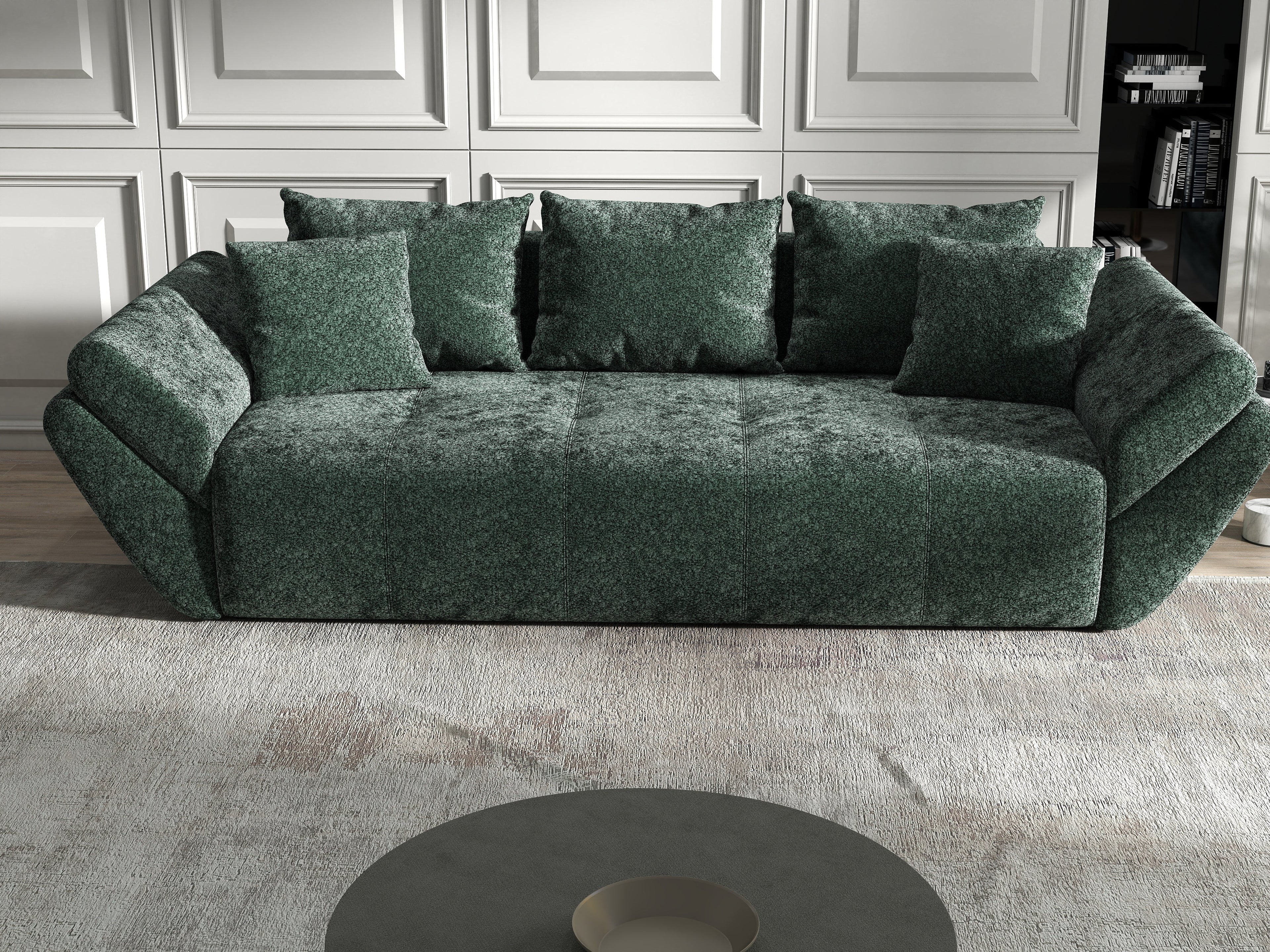 Canapea extensibilă dumonde cu ladă de depozitare si sezut confortabil din spuma high-density, Berlin Euphoria Green 250x100 cm