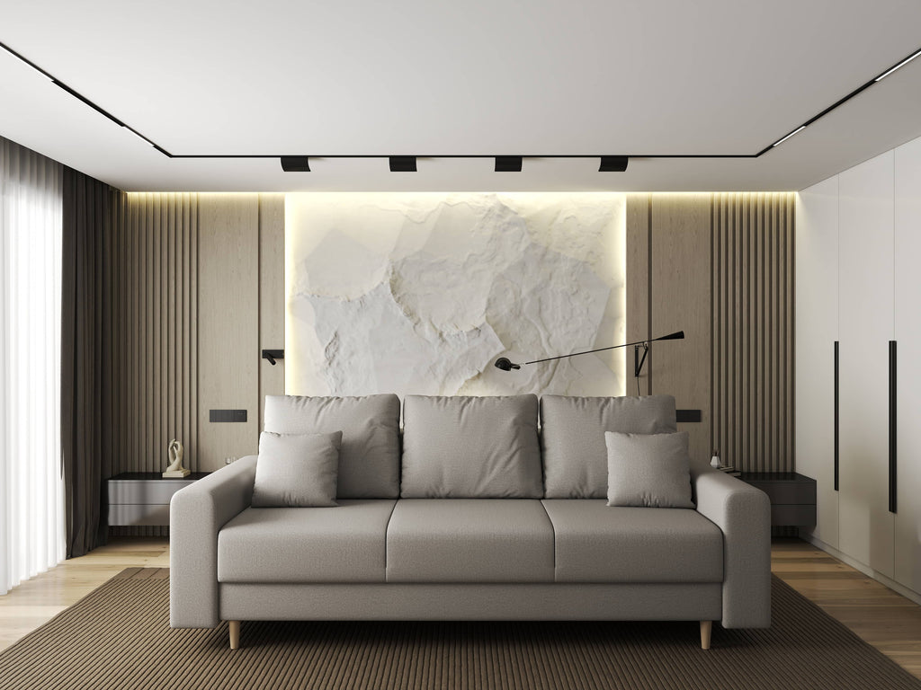 Canapea extensibilă dumonde cu ladă de depozitare si sezut confortabil din spuma high-density, Kronos Enjoy Bej 210x100 cm
