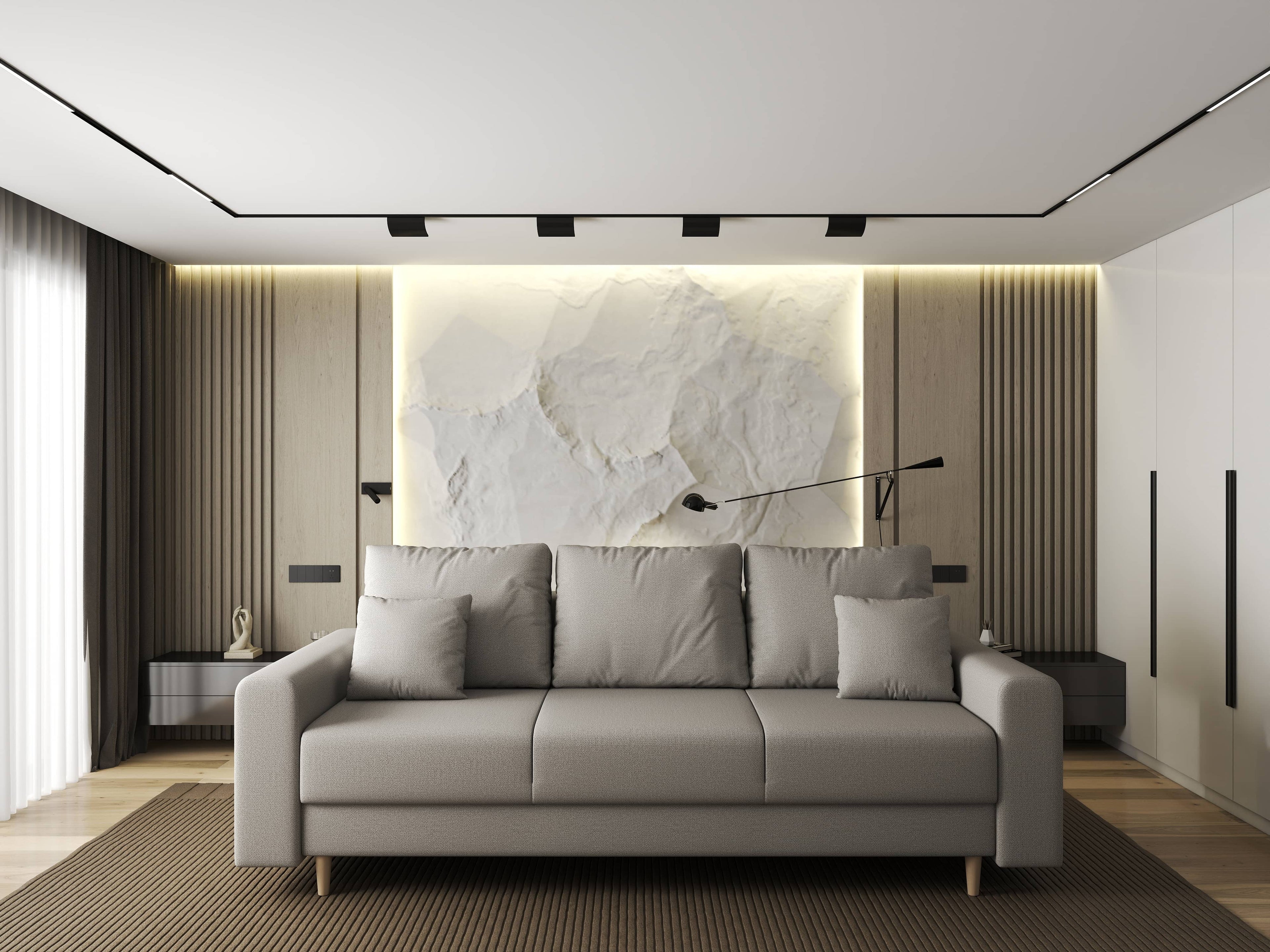 Canapea extensibilă dumonde cu ladă de depozitare si sezut confortabil din spuma high-density, Kronos Enjoy Bej 210x100 cm