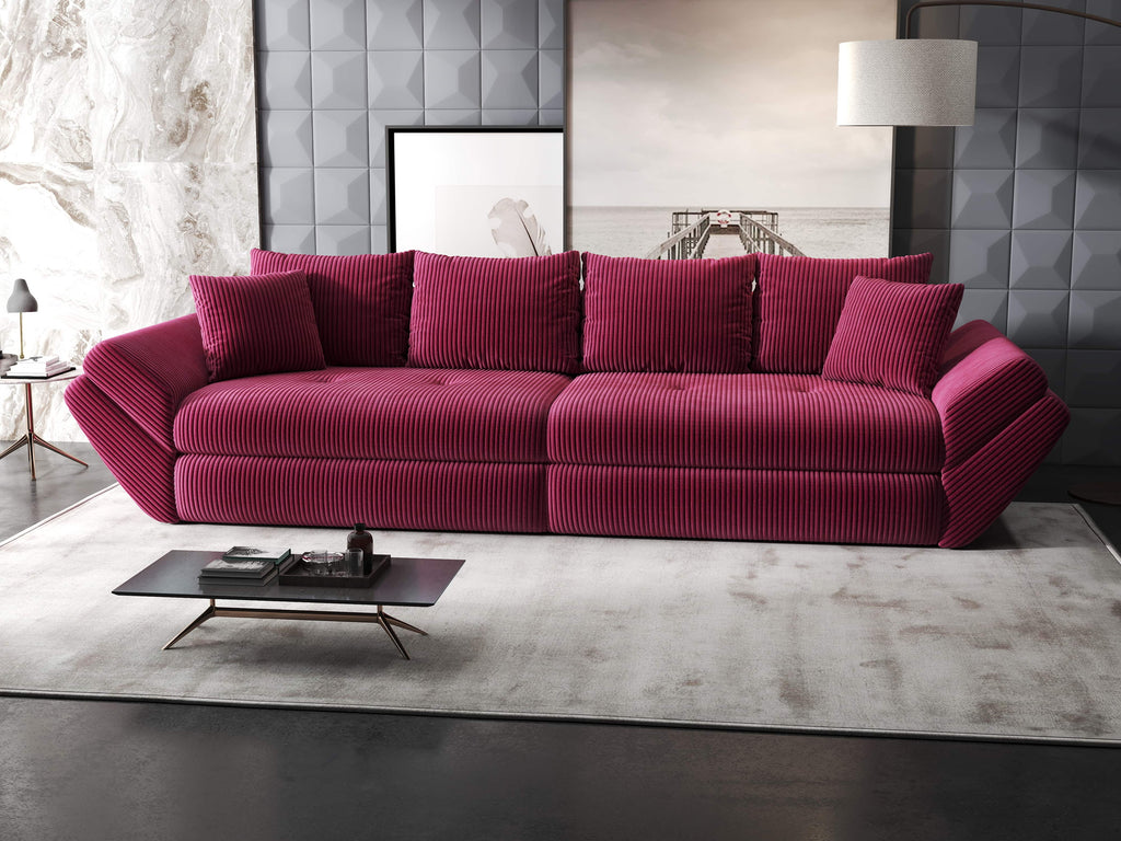 Canapea extensibilă dumonde cu ladă de depozitare si sezut confortabil din spuma high-density, Loana Zoom Rosu 300x100 cm