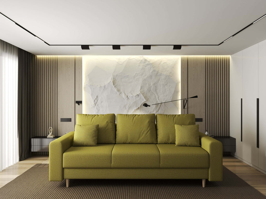 Canapea extensibilă dumonde cu ladă de depozitare si sezut confortabil din spuma high-density, Kronos Enjoy Verde 210x100 cm