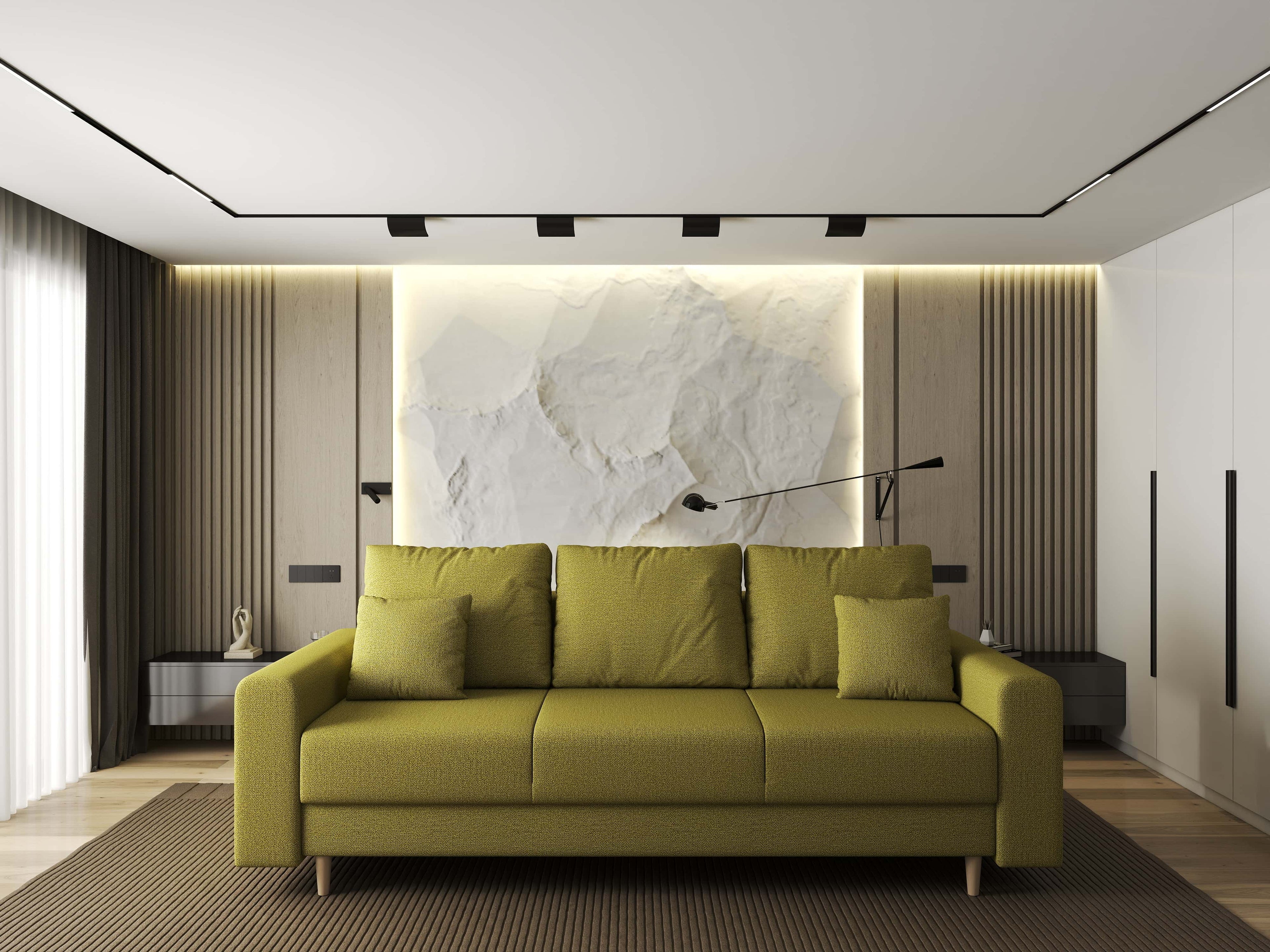 Canapea extensibilă dumonde cu ladă de depozitare si sezut confortabil din spuma high-density, Kronos Enjoy Verde 210x100 cm