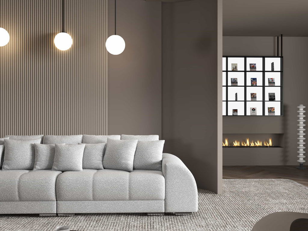 Canapea extensibilă dumonde cu 2 lăzi de depozitare si sezut confortabil din spuma high-density, Verona Euphoria Dove 310x100 cm