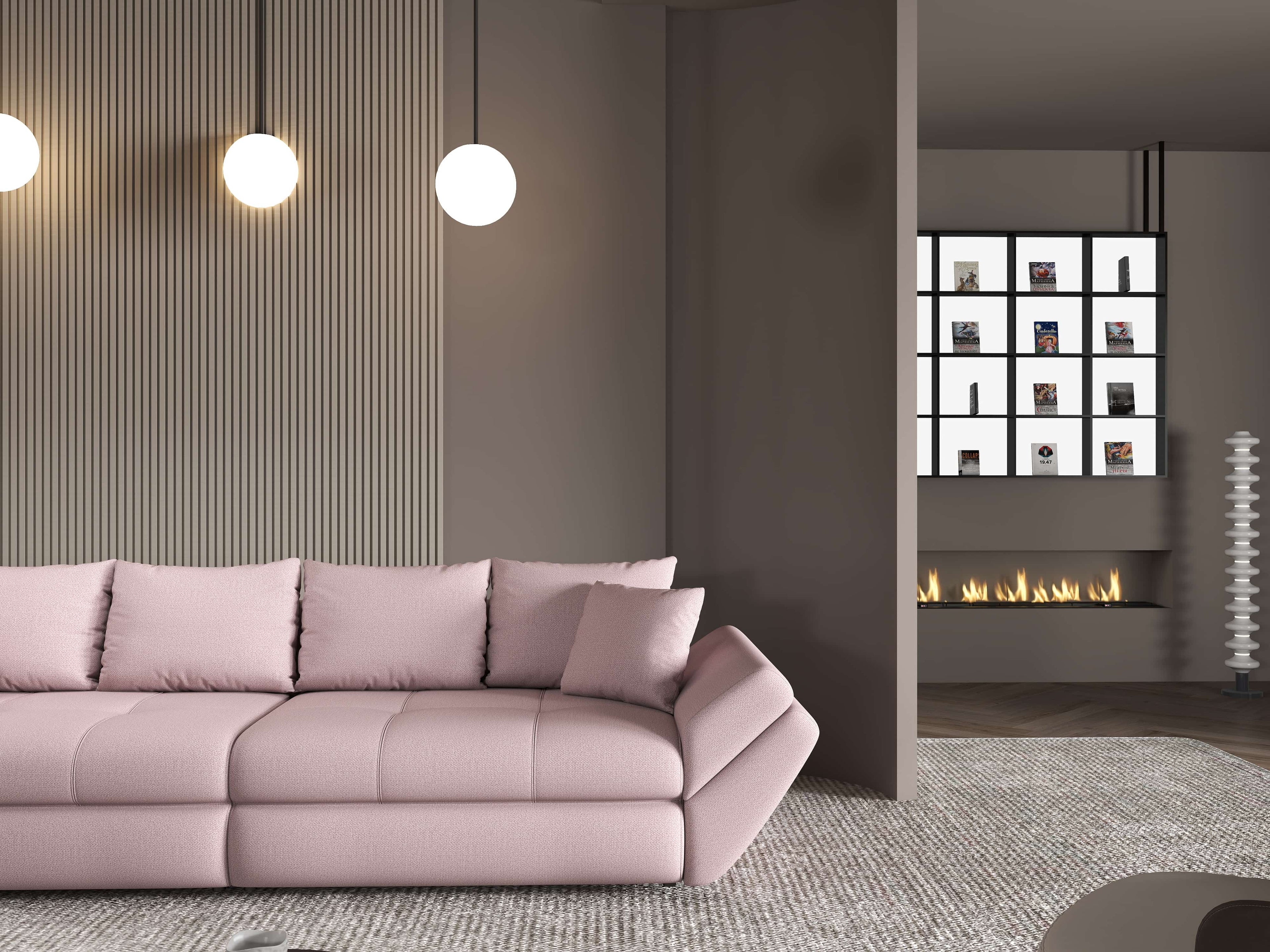 Canapea extensibilă dumonde cu ladă de depozitare si sezut confortabil din spuma high-density, Loana Enjoy Roz 300x100 cm