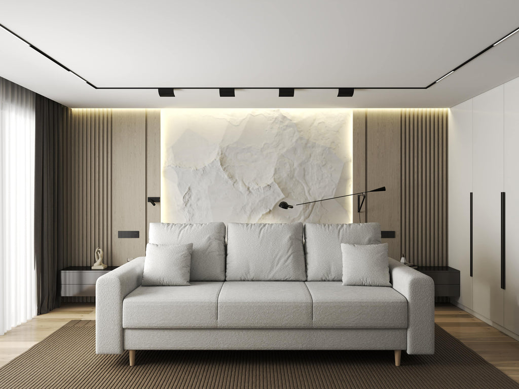 Canapea extensibilă dumonde cu ladă de depozitare si sezut confortabil din spuma high-density, Kronos Euphoria Ivory 210x100 cm