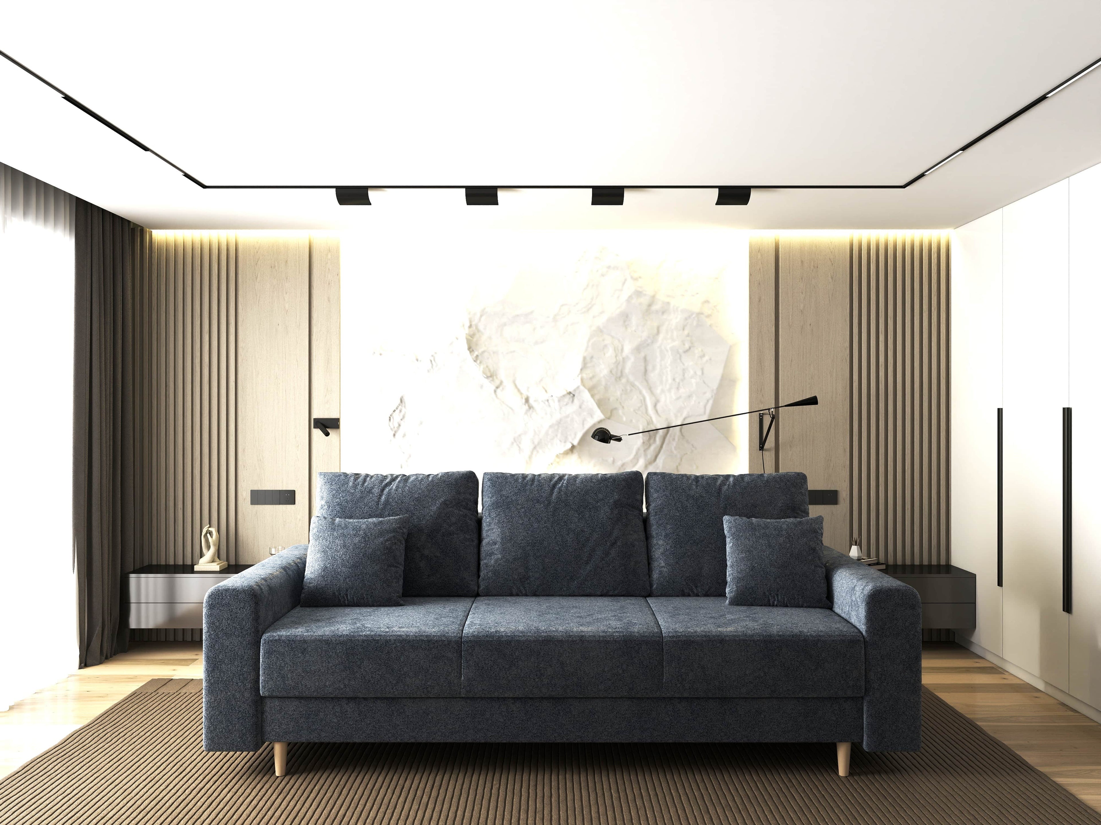 Canapea extensibilă dumonde cu ladă de depozitare si sezut confortabil din spuma high-density, Kronos Euphoria Grafit 210x100 cm