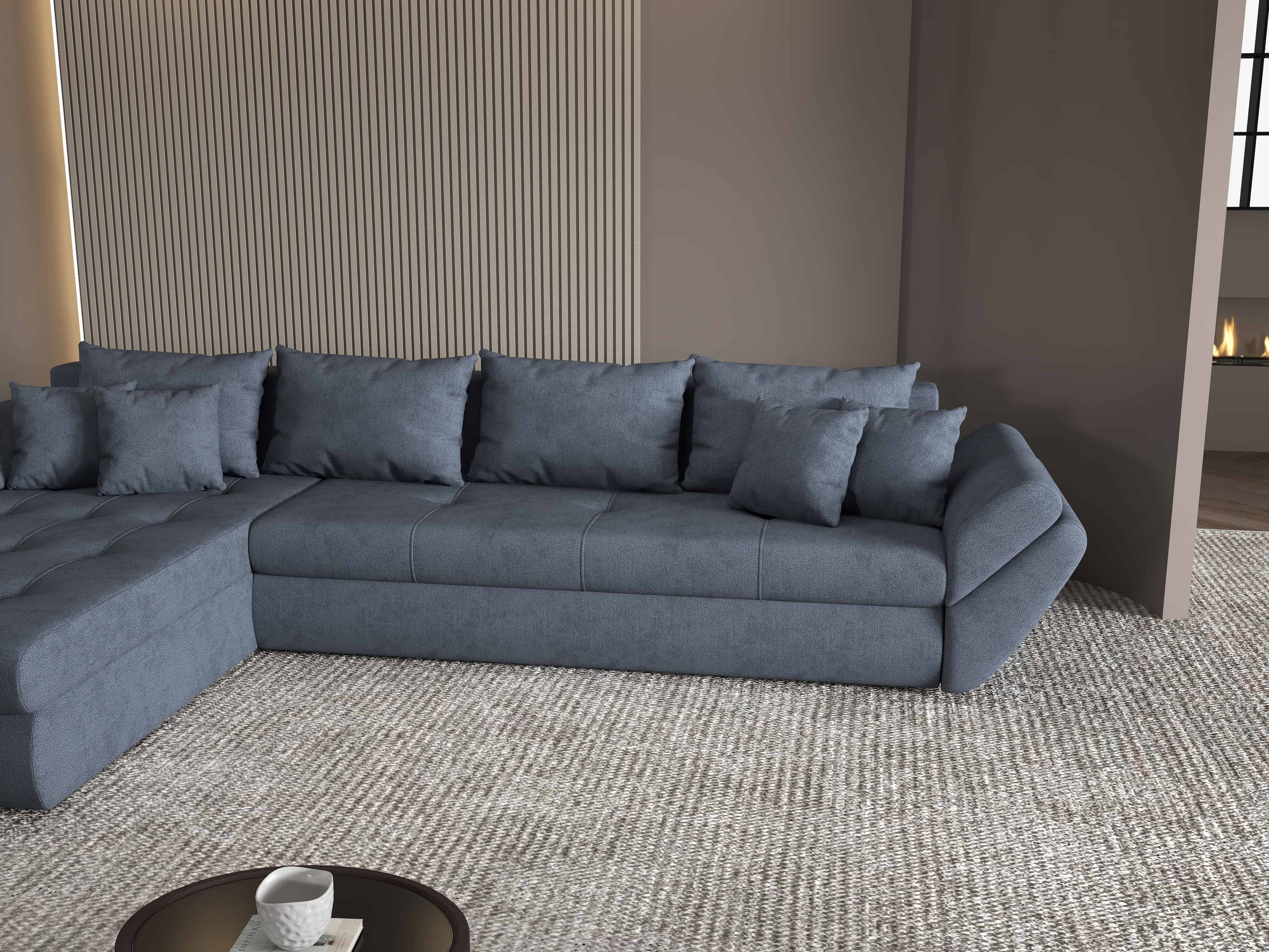Colțar extensibil dumonde cu ladă de depozitare si sezut confortabil din spuma high-density, Loana XL Enjoy Antracit 335x185 cm