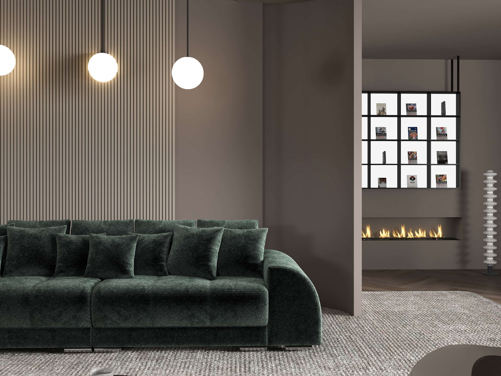 Canapea extensibilă dumonde cu 2 lăzi de depozitare si sezut confortabil din spuma high-density, Verona Euphoria Green 310x100 cm