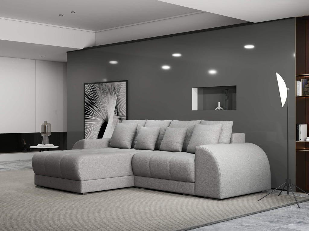 Colțar extensibil dumonde cu ladă de depozitare si sezut confortabil din spuma high-density, Verona Enjoy Gri 290x185 cm