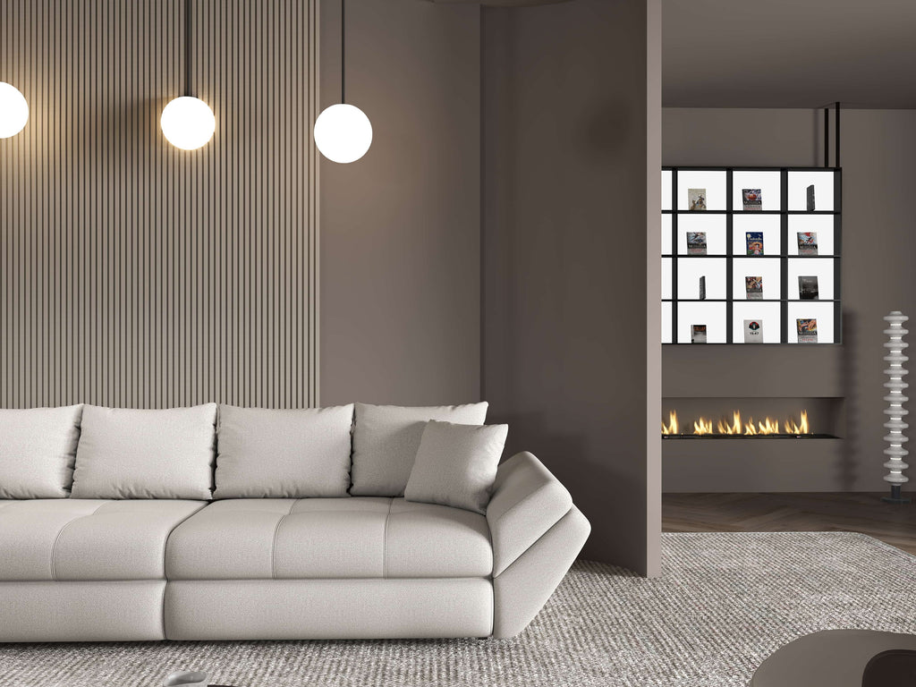 Canapea extensibilă dumonde cu ladă de depozitare si sezut confortabil din spuma high-density, Loana Enjoy Bej 300x100 cm